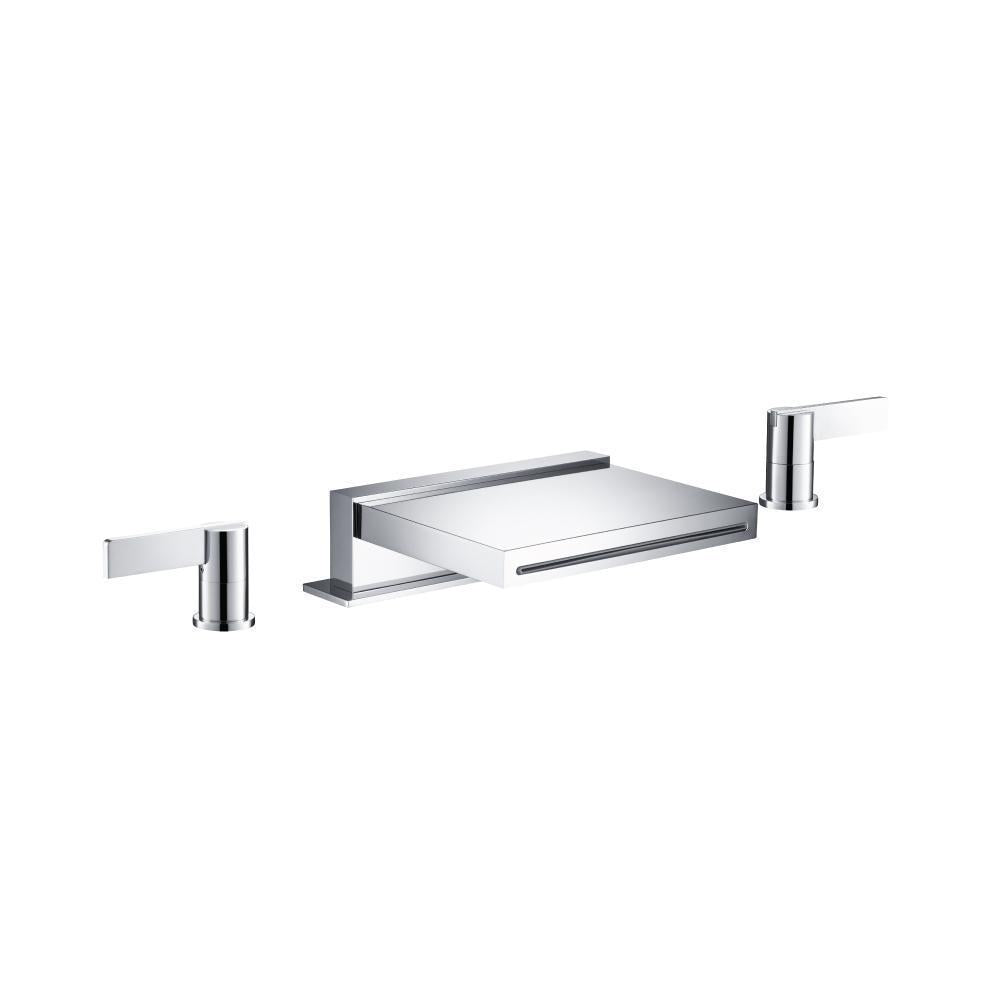Flusso 145.2410CF 3 Hole Deck Mount Cascade/Sheet Flow Roman Tub Faucet