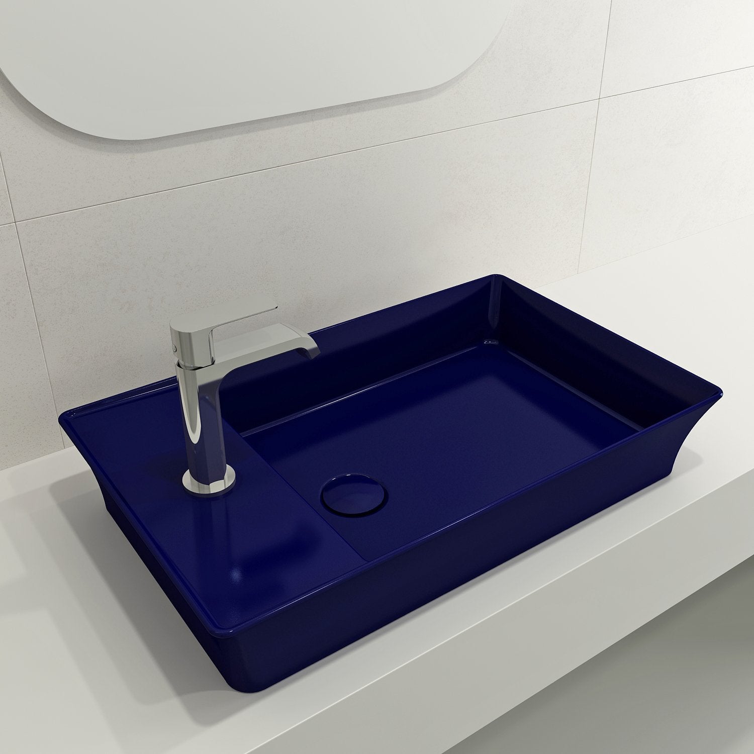Sottile Rectangle Vessel Fireclay 23.5 in. 1-Hole Faucet Deck 1479