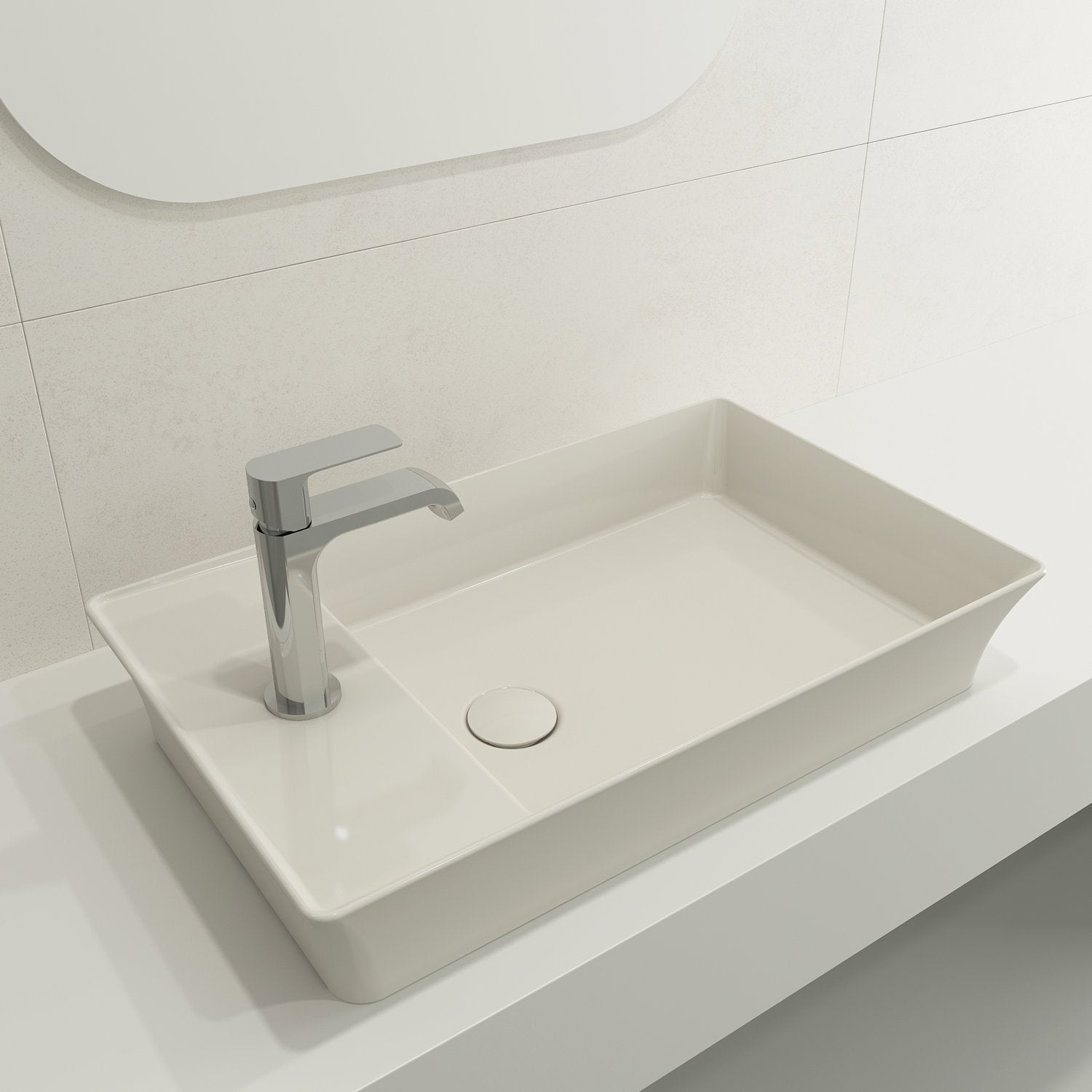 Sottile Rectangle Vessel Fireclay 23.5 in. 1-Hole Faucet Deck 1479