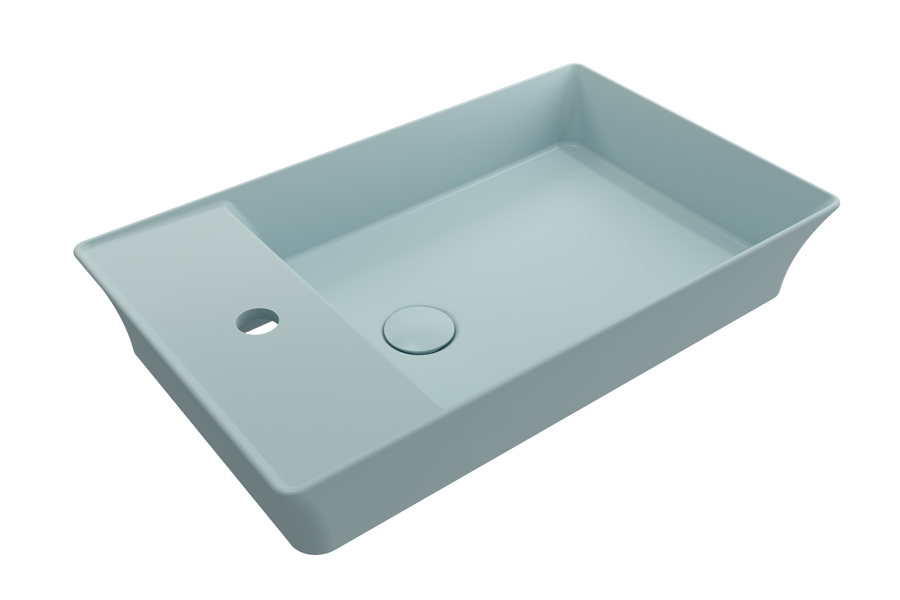 Sottile Rectangle Vessel Fireclay 23.5 in. 1-Hole Faucet Deck 1479