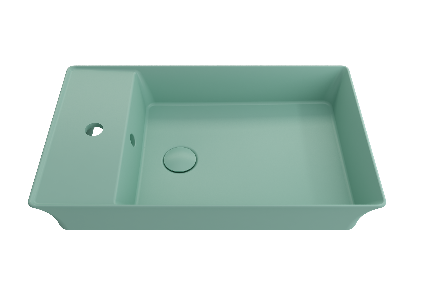 Sottile Rectangle Vessel Fireclay 23.5 in. 1-Hole Faucet Deck 1479