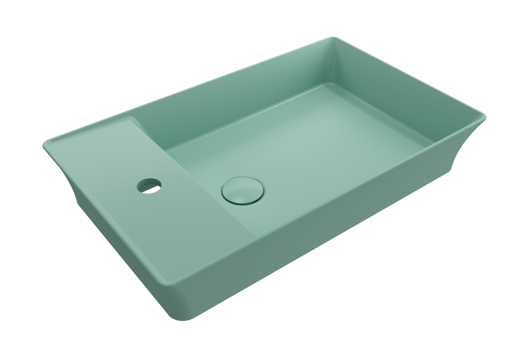 Sottile Rectangle Vessel Fireclay 23.5 in. 1-Hole Faucet Deck 1479