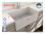 Aderci Ultra-Slim Farmhouse Apron Front Fireclay 30 in. Single Bowl Kitchen Sink with Protective Bottom Grid and Strainer  1481