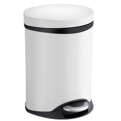 OUTLINE - Pedal bin 6l. Soft Close in White Lacquered Stainless Steel