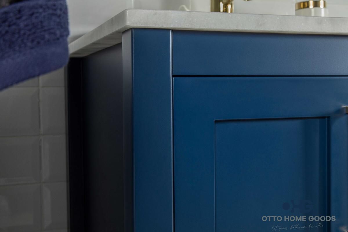 Ashley 60" Navy Blue Single Bathroom Vanity with Quartz Top & Gold Hardware