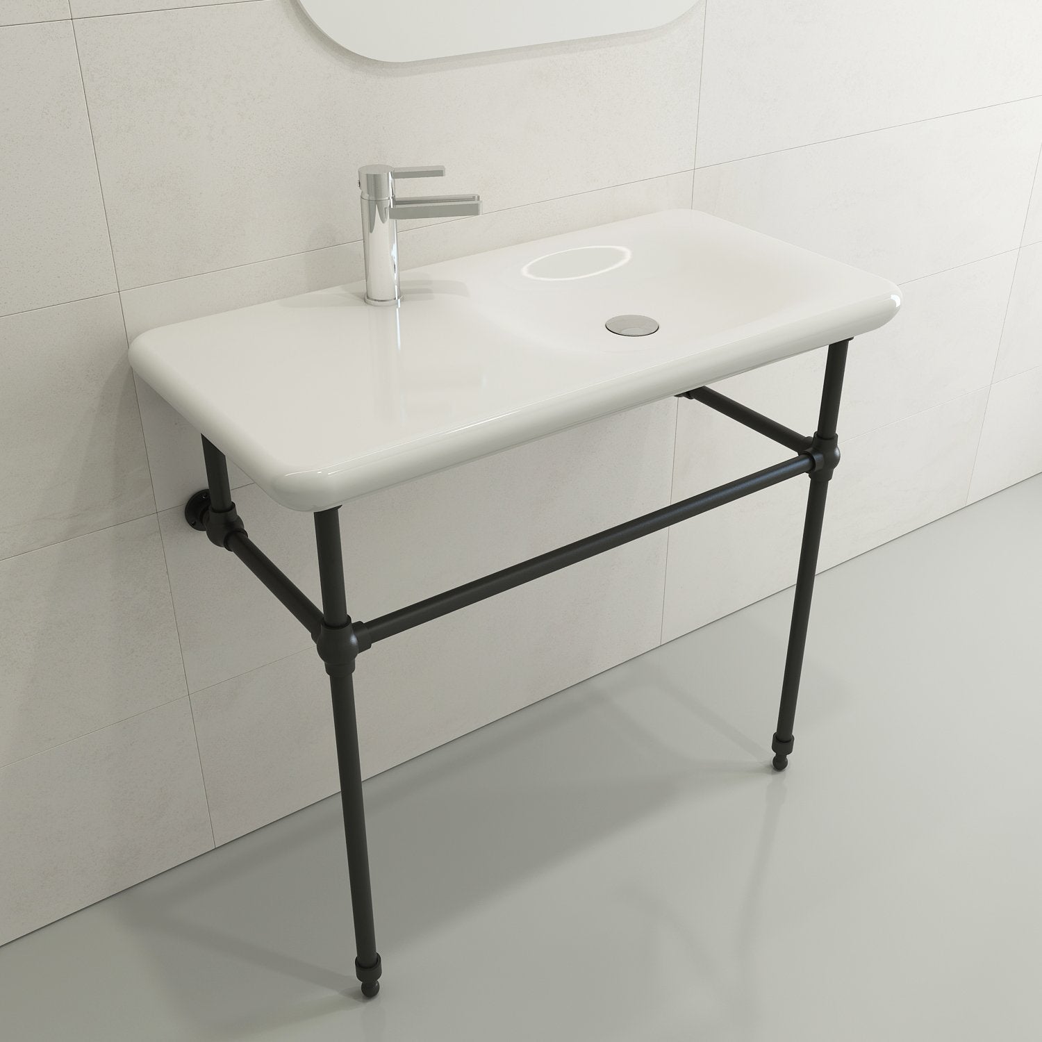 Fenice Wall-Mounted Sink Fireclay 35.5 in. 1-Hole 1490