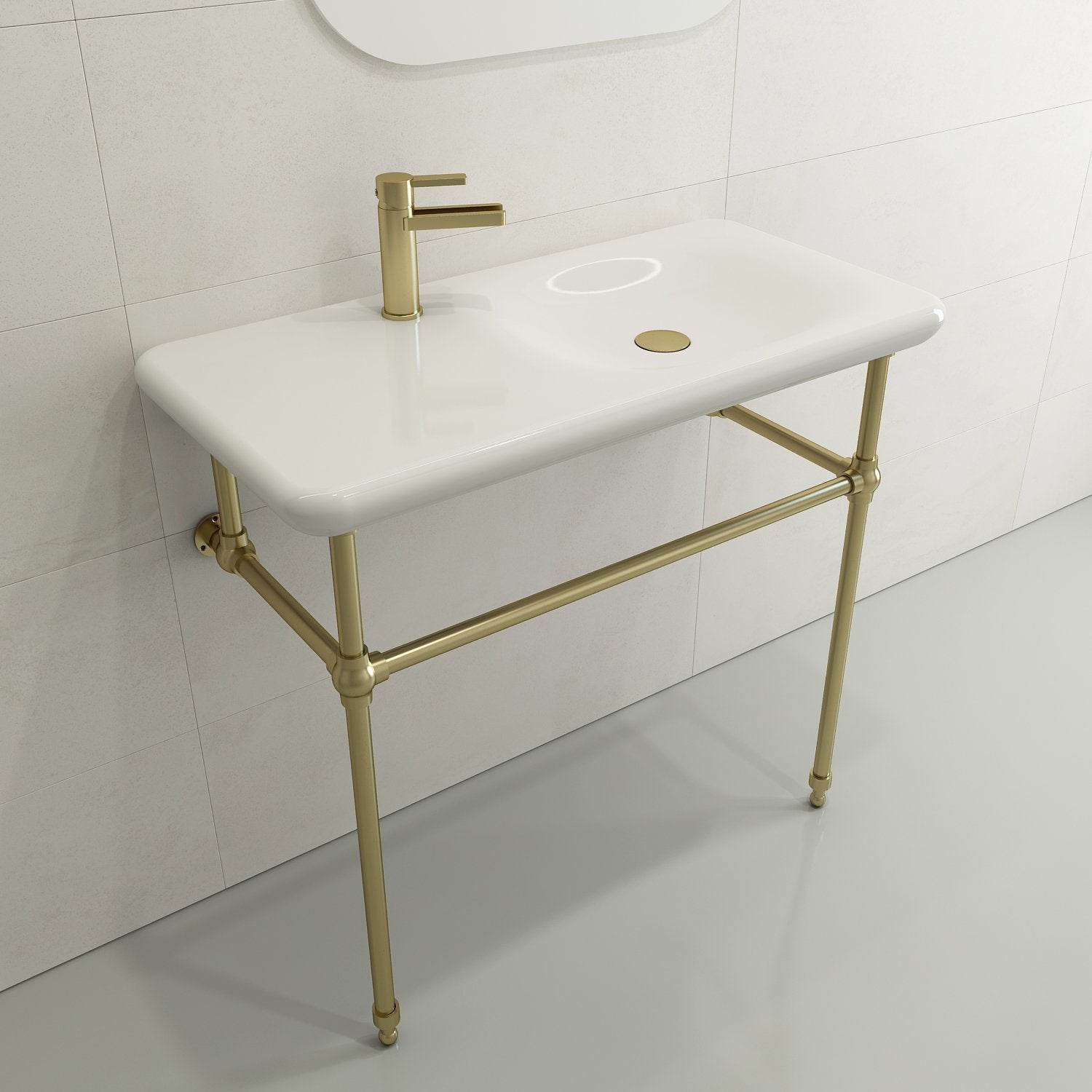 Fenice Wall-Mounted Sink Fireclay 35.5 in. 1-Hole 1490