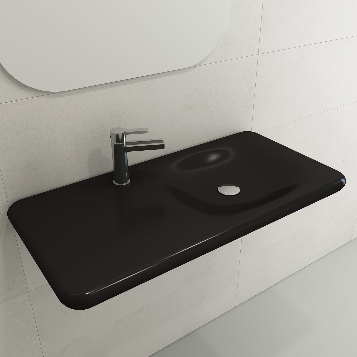 Fenice Wall-Mounted Sink Fireclay 35.5 in. 1-Hole 1490