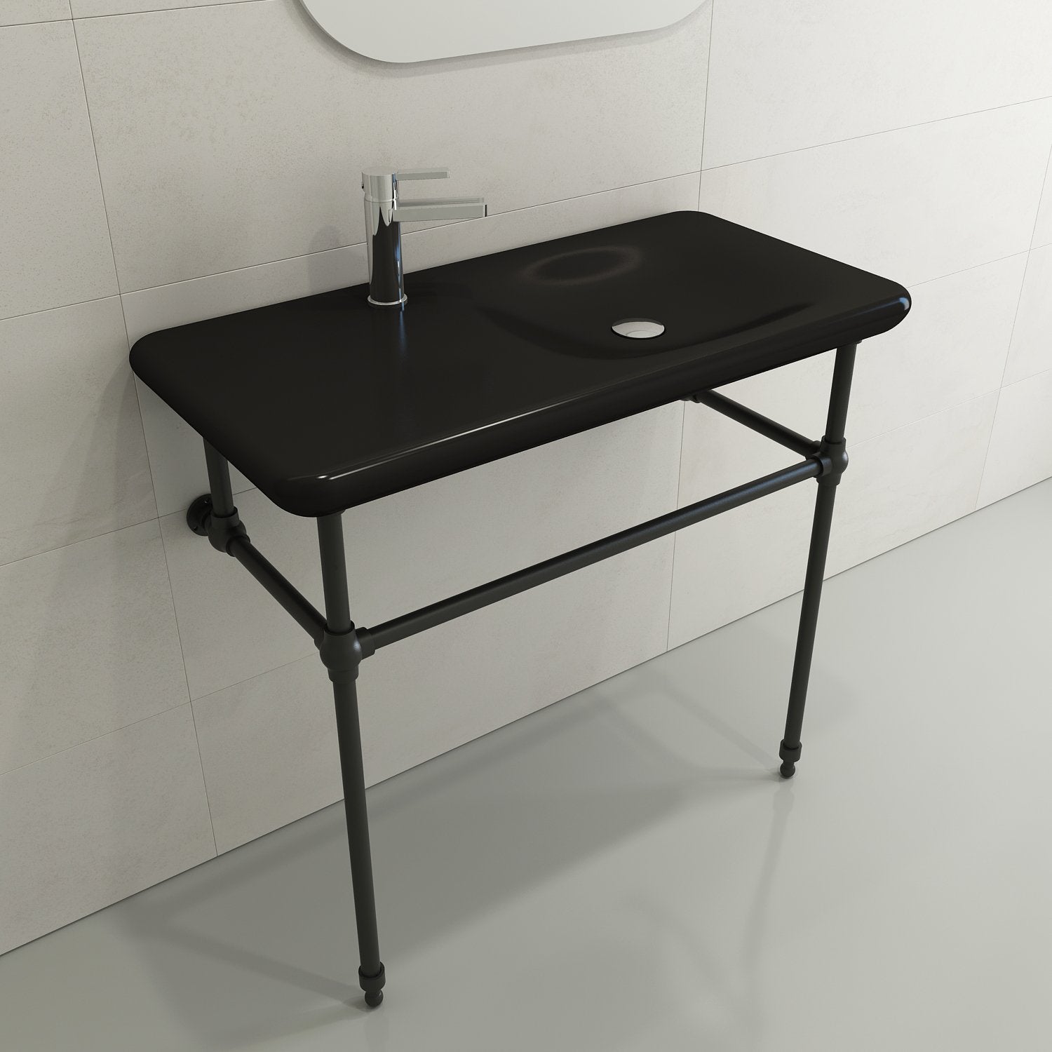 Fenice Wall-Mounted Sink Fireclay 35.5 in. 1-Hole 1490