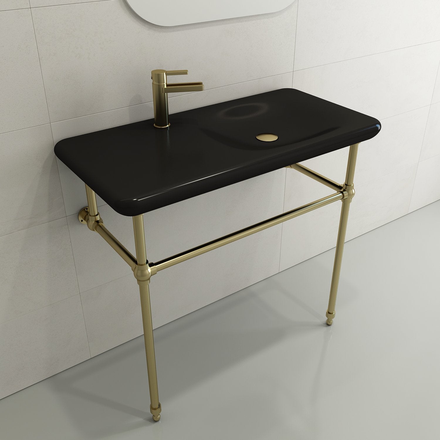 Fenice Wall-Mounted Sink Fireclay 35.5 in. 1-Hole 1490