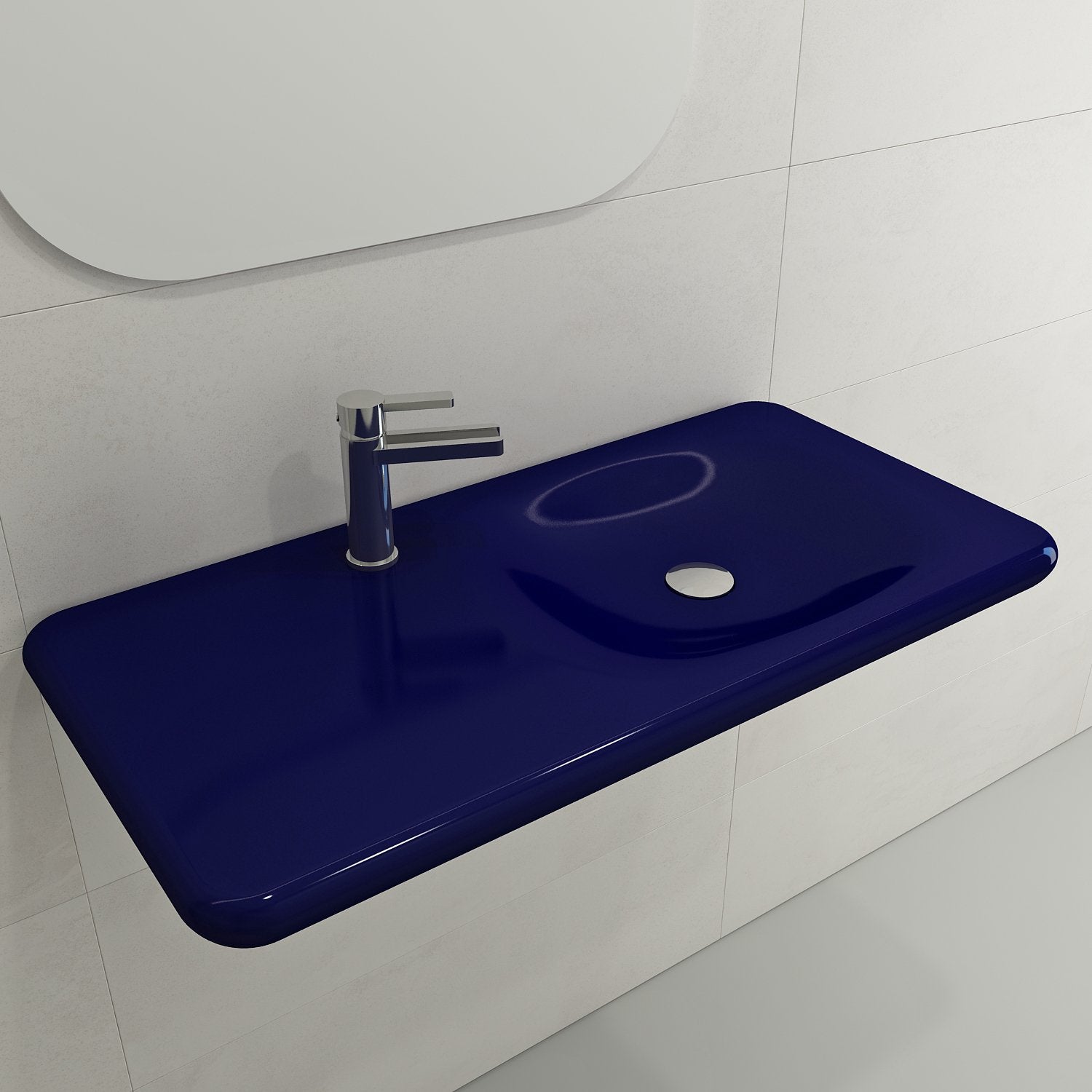 Fenice Wall-Mounted Sink Fireclay 35.5 in. 1-Hole 1490
