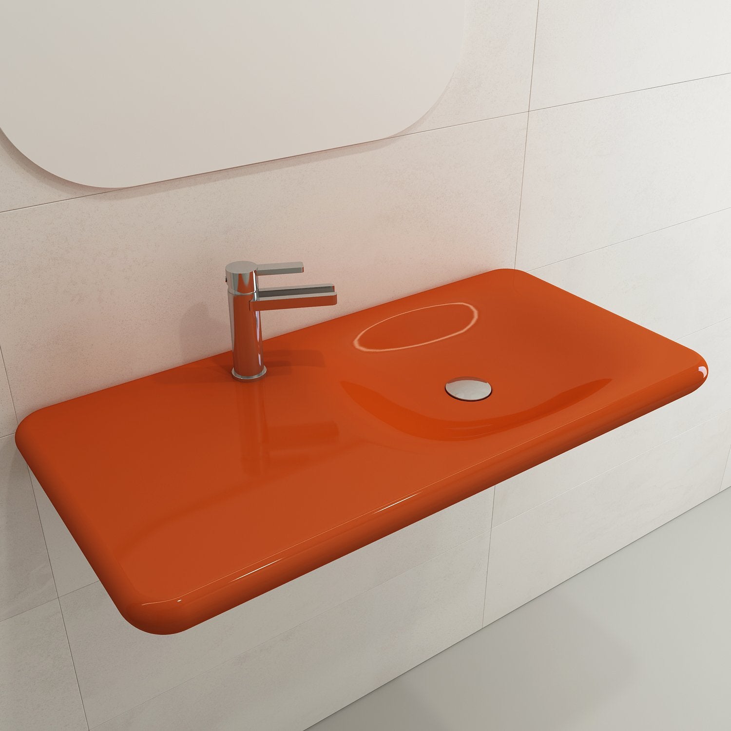Fenice Wall-Mounted Sink Fireclay 35.5 in. 1-Hole 1490
