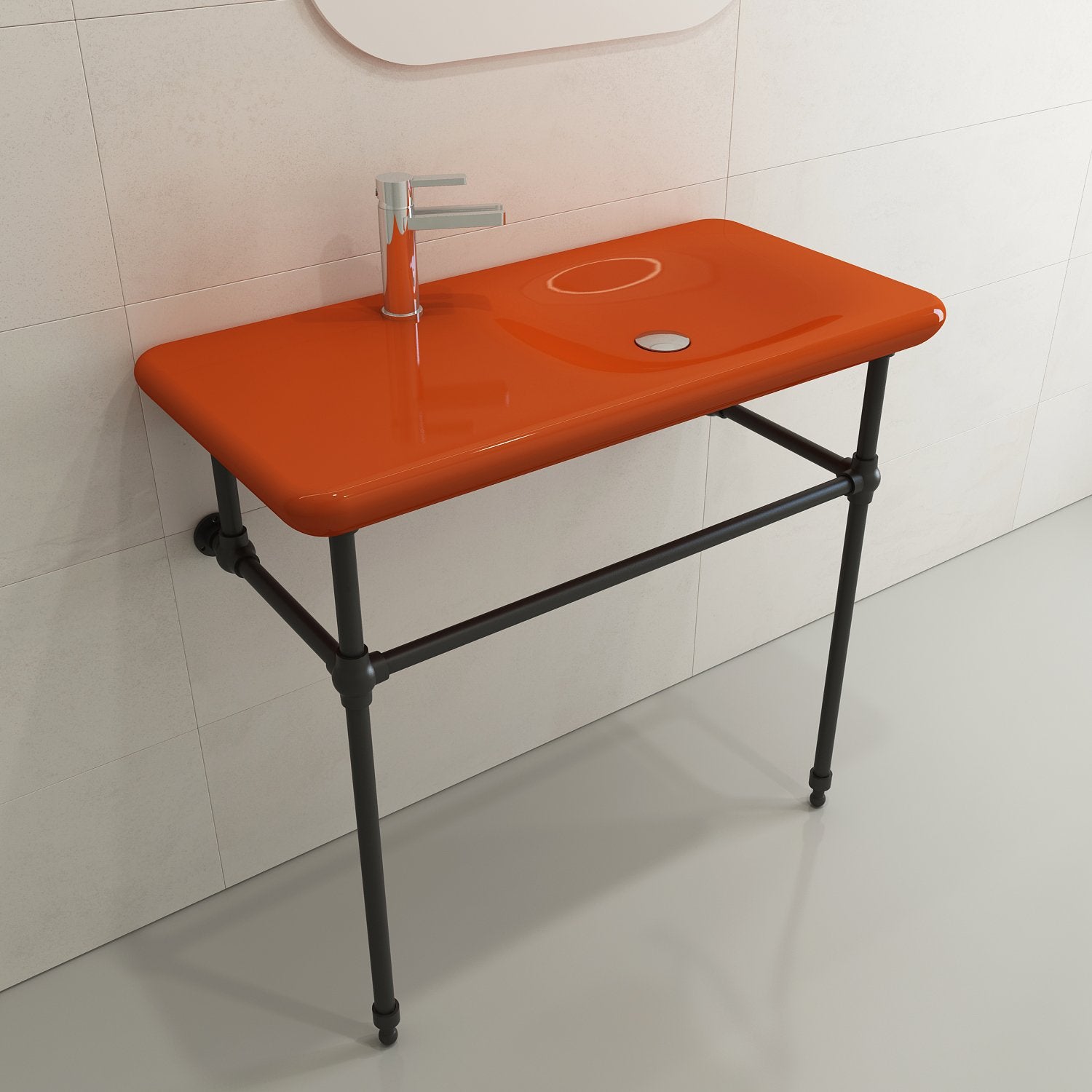 Fenice Wall-Mounted Sink Fireclay 35.5 in. 1-Hole 1490