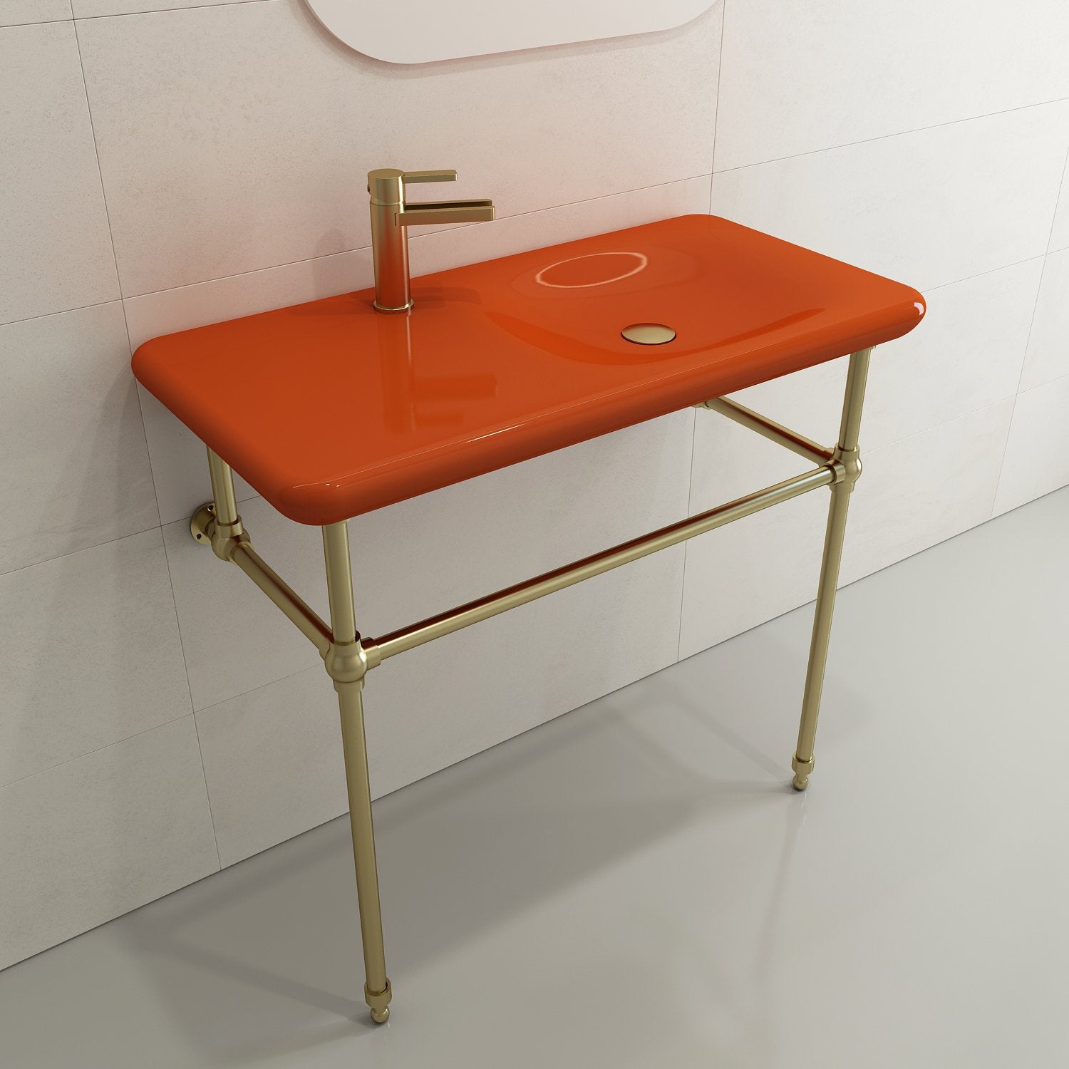 Fenice Wall-Mounted Sink Fireclay 35.5 in. 1-Hole 1490