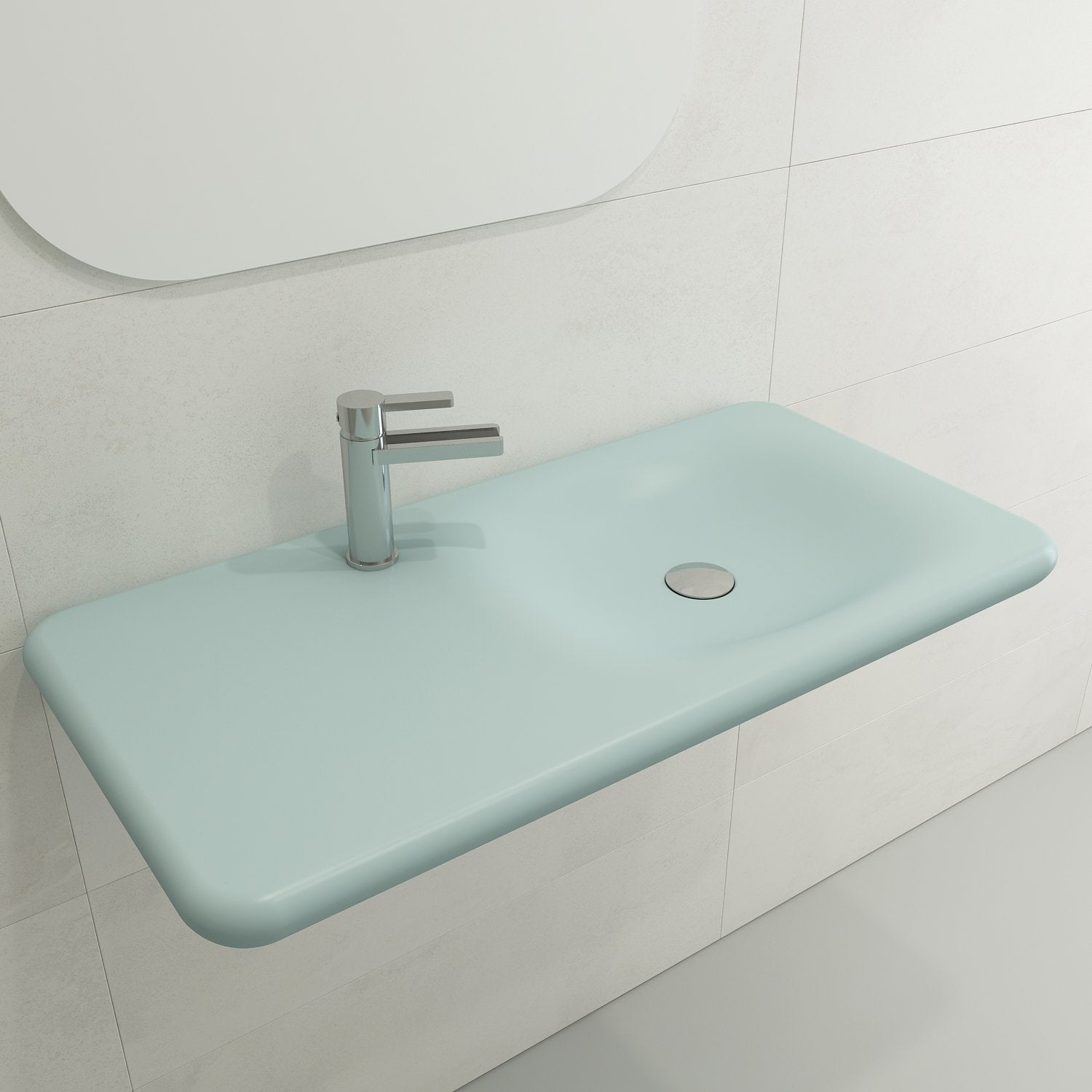 Fenice Wall-Mounted Sink Fireclay 35.5 in. 1-Hole 1490