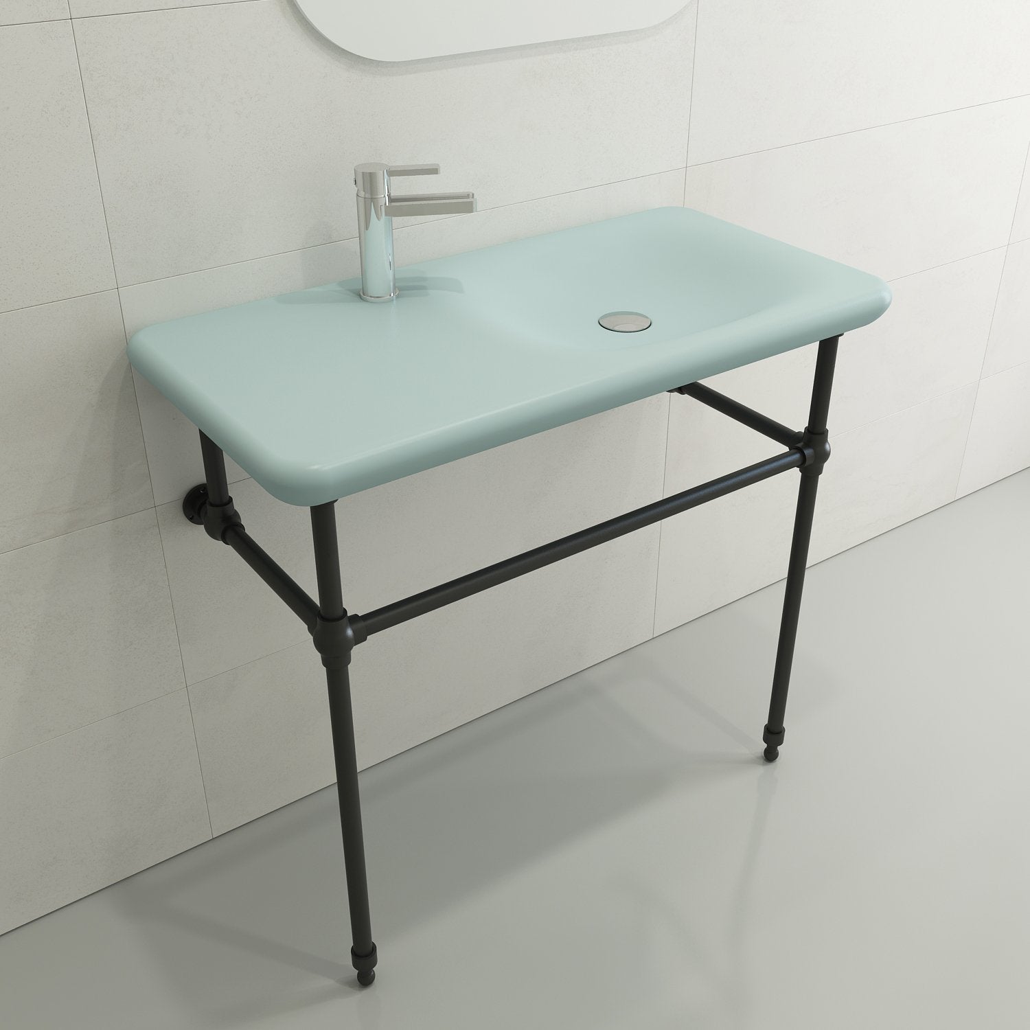 Fenice Wall-Mounted Sink Fireclay 35.5 in. 1-Hole 1490