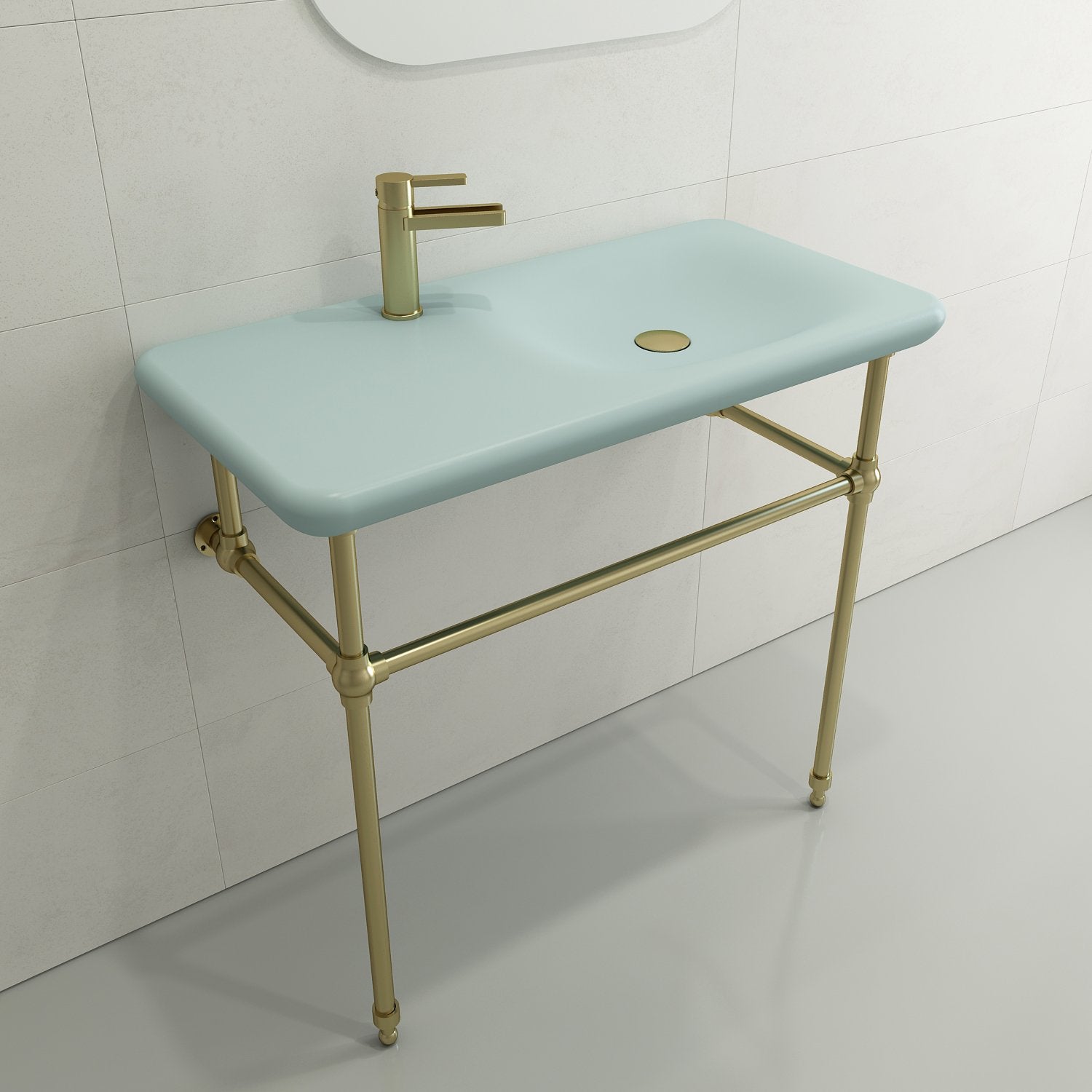 Fenice Wall-Mounted Sink Fireclay 35.5 in. 1-Hole 1490