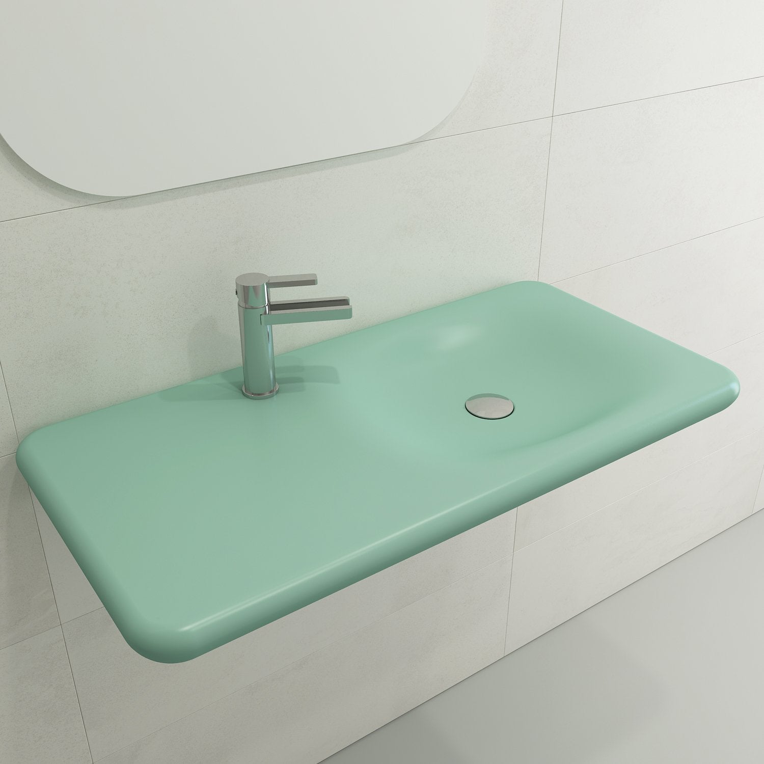 Fenice Wall-Mounted Sink Fireclay 35.5 in. 1-Hole 1490