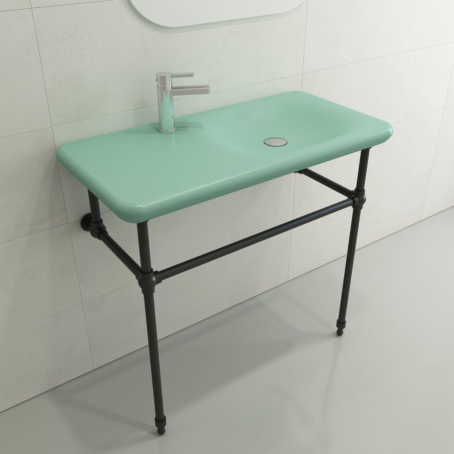 Fenice Wall-Mounted Sink Fireclay 35.5 in. 1-Hole 1490