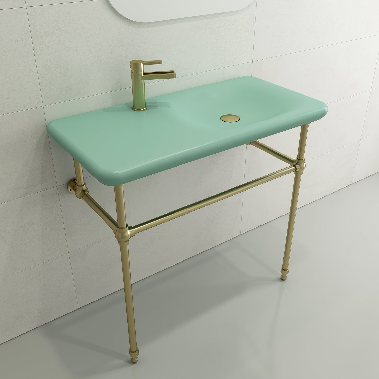 Fenice Wall-Mounted Sink Fireclay 35.5 in. 1-Hole 1490