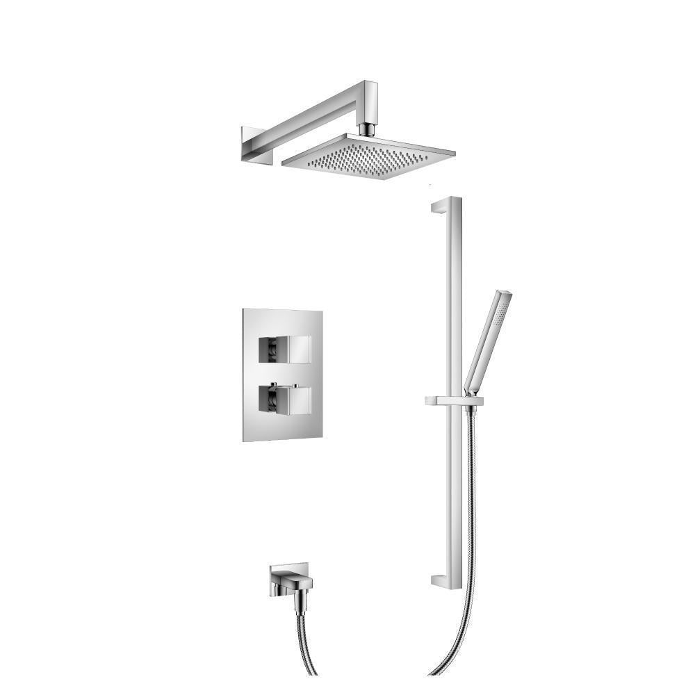 Flusso 150.7100 Two Output Shower Set With Shower Head, Hand Held And Slide Bar