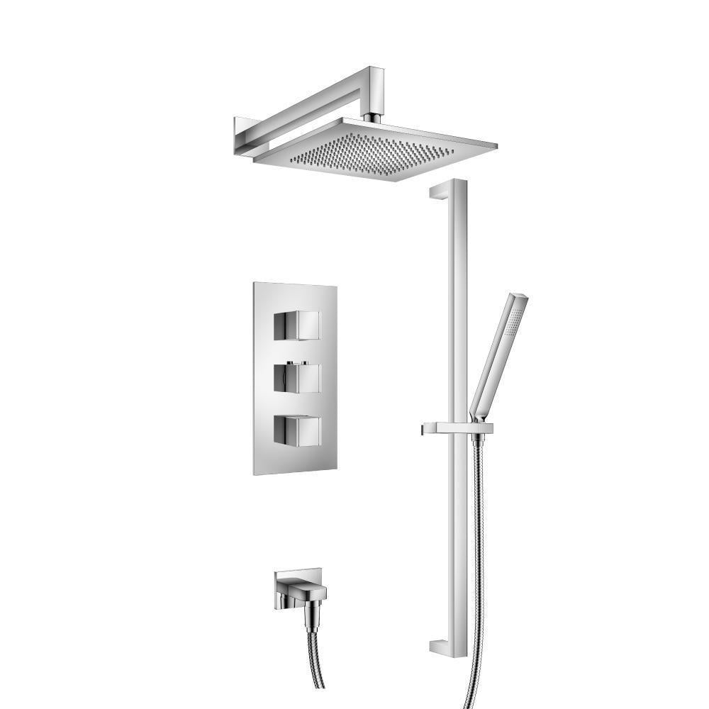Flusso 150.7200 Two Output Shower Set With Shower Head, Hand Held And Slide Bar