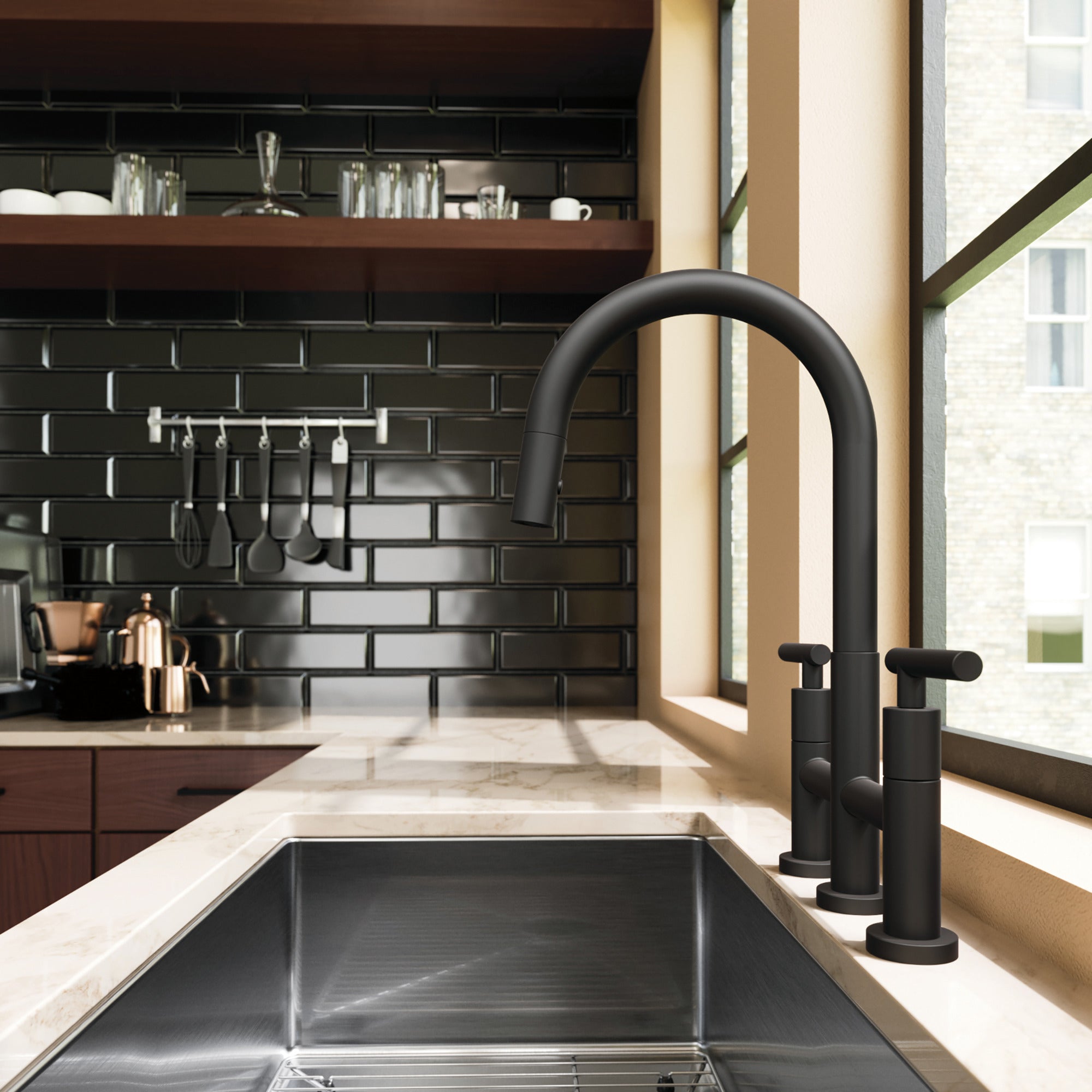 Newport Brass East Linear® Kitchen Bridge Pull-Down Faucet