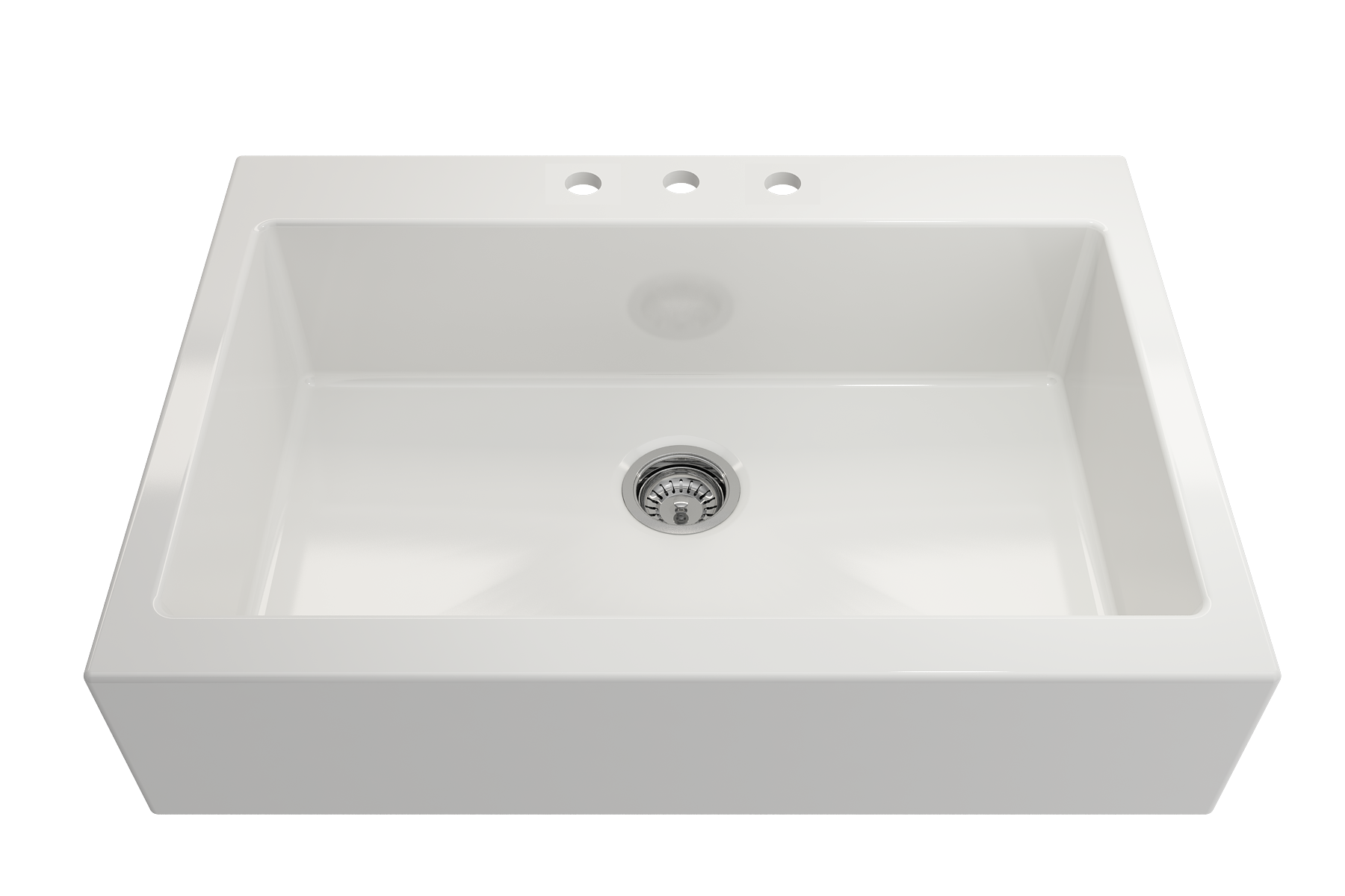 Nuova Apron Front Drop-In Fireclay 34 in. Single Bowl Kitchen Sink with Protective Bottom Grid and Strainer 1500