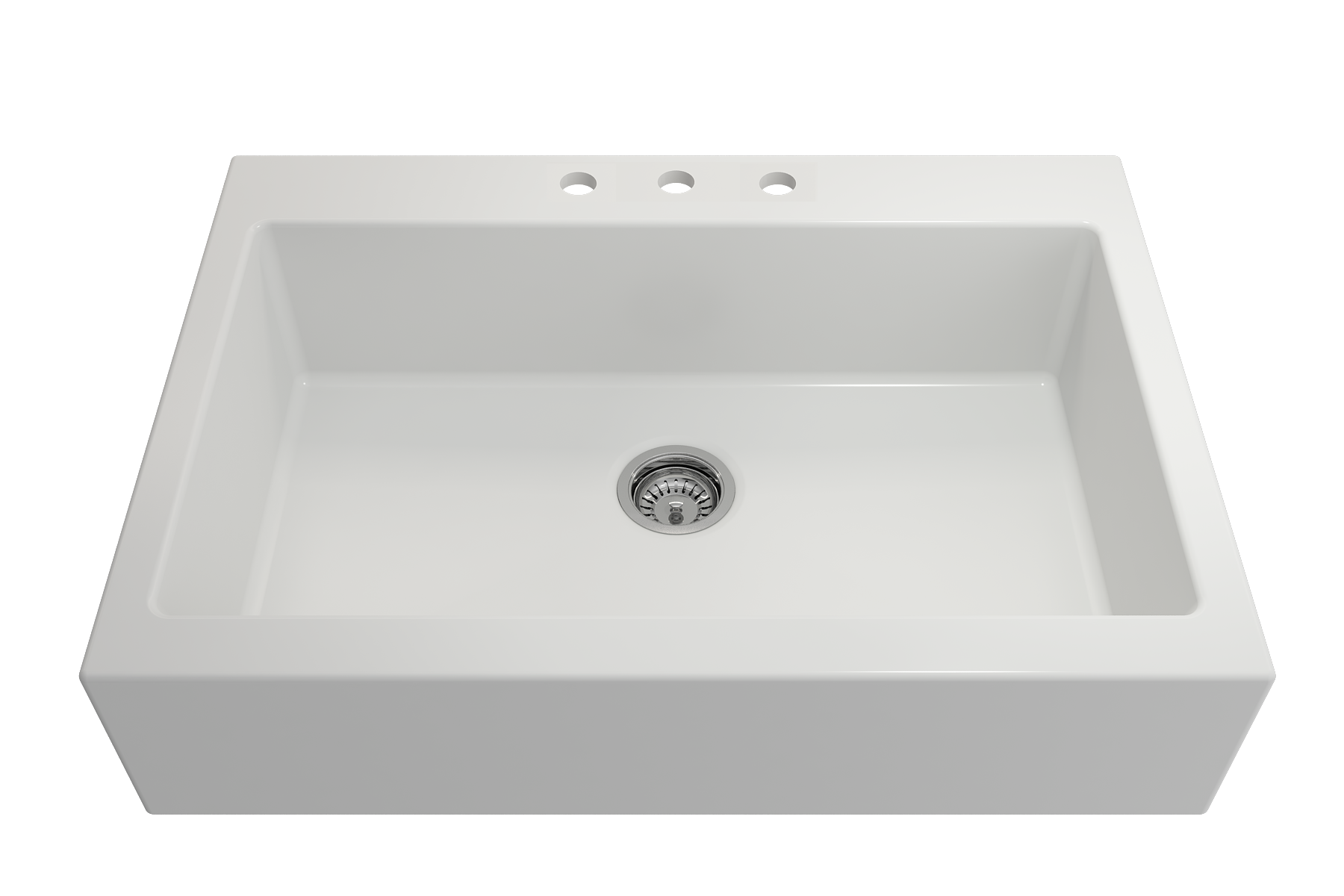 Nuova Apron Front Drop-In Fireclay 34 in. Single Bowl Kitchen Sink with Protective Bottom Grid and Strainer 1500