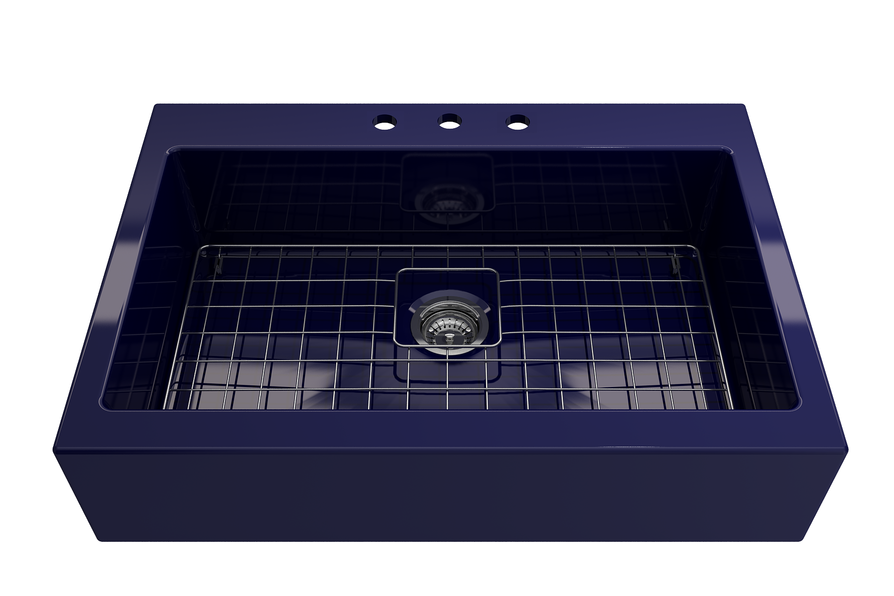 Nuova Apron Front Drop-In Fireclay 34 in. Single Bowl Kitchen Sink with Protective Bottom Grid and Strainer 1500