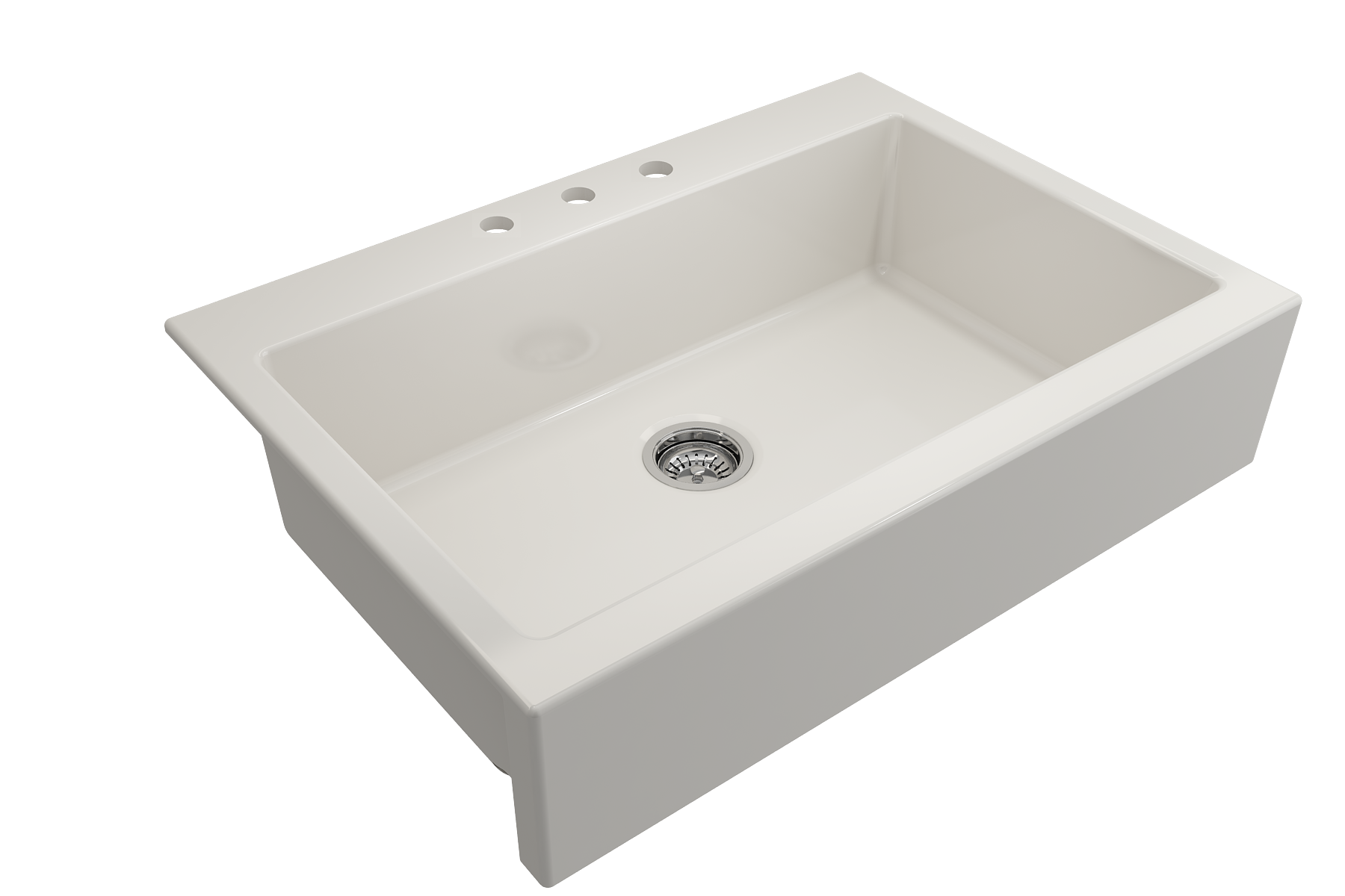 Nuova Apron Front Drop-In Fireclay 34 in. Single Bowl Kitchen Sink with Protective Bottom Grid and Strainer 1500
