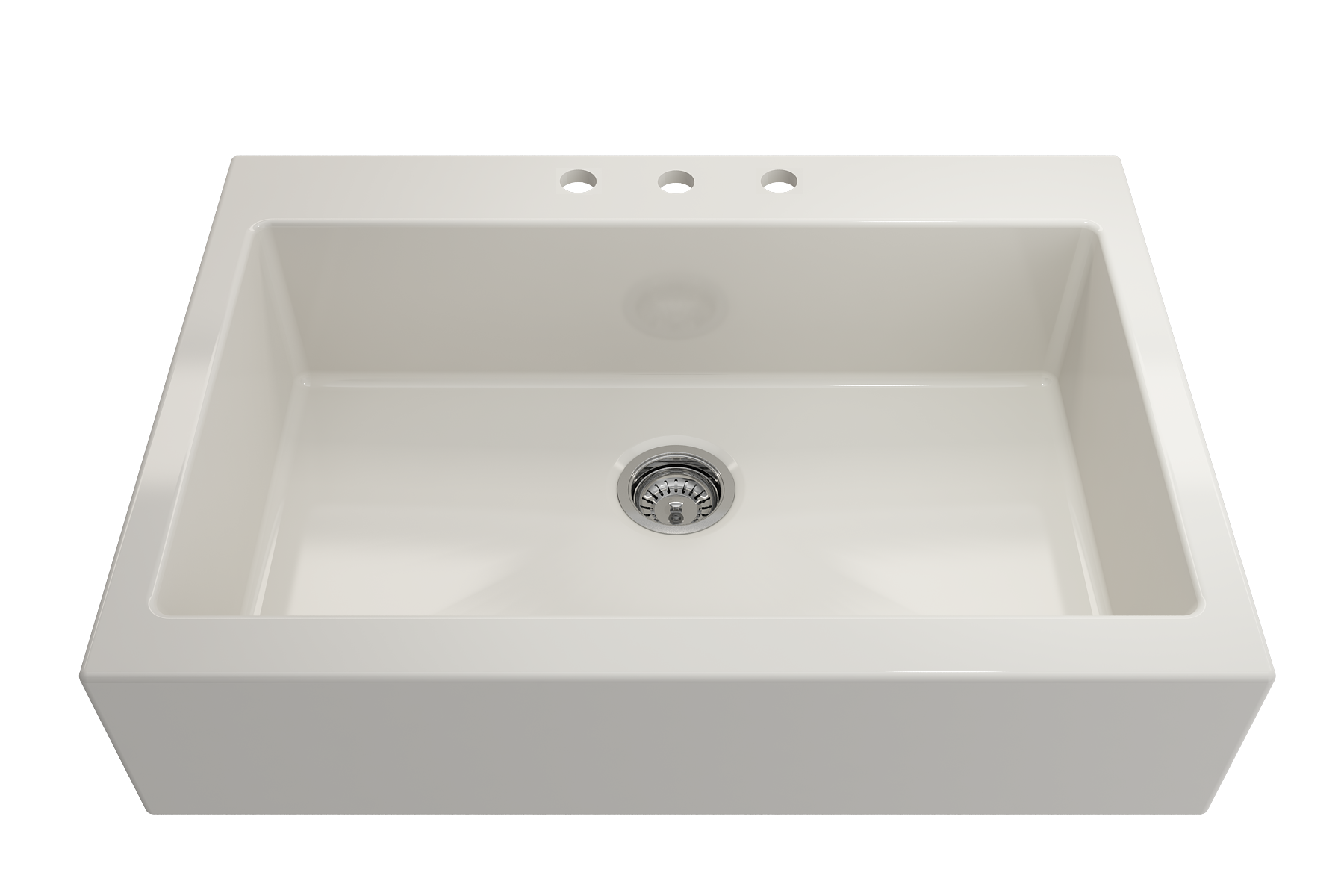 Nuova Apron Front Drop-In Fireclay 34 in. Single Bowl Kitchen Sink with Protective Bottom Grid and Strainer 1500