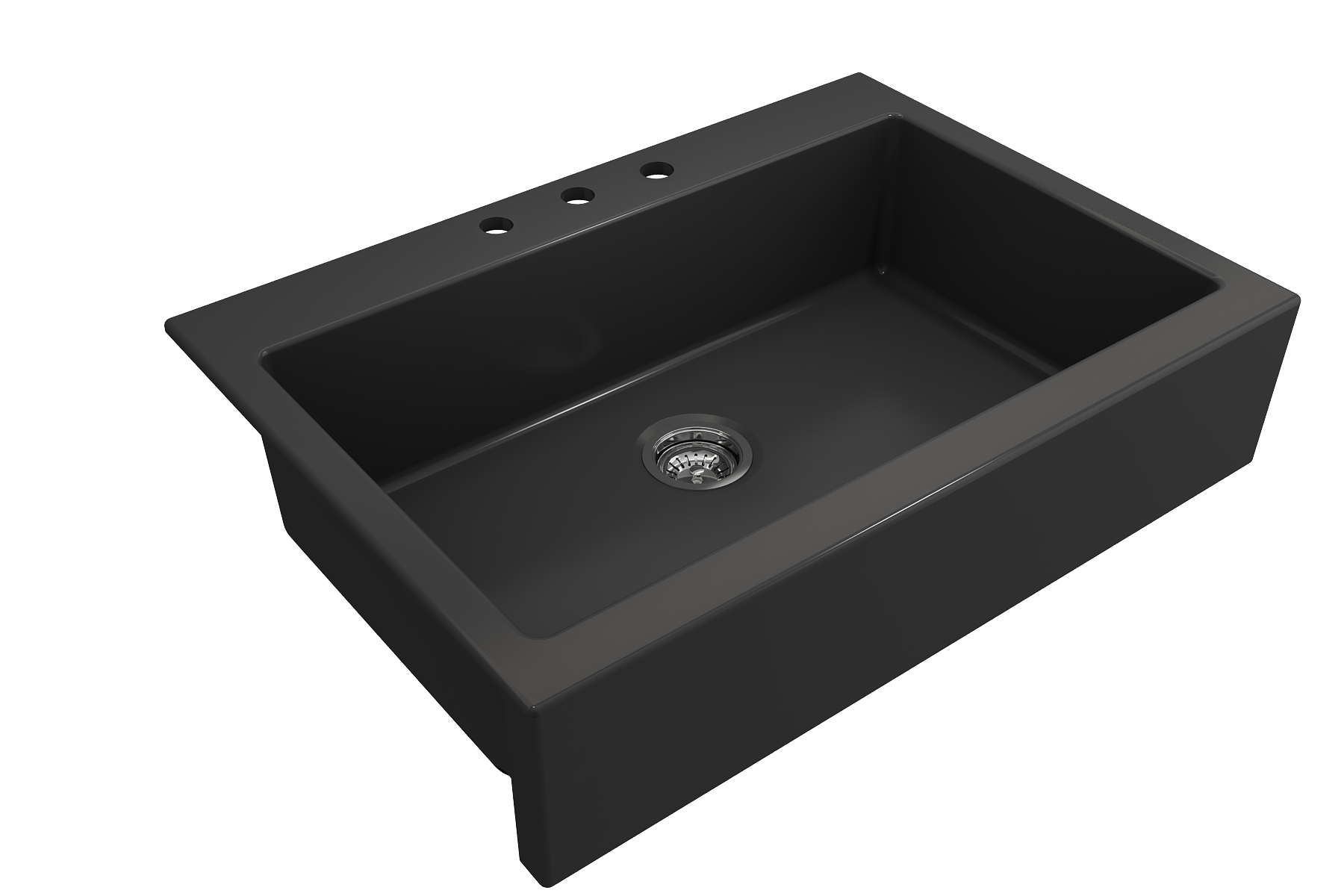 Nuova Apron Front Drop-In Fireclay 34 in. Single Bowl Kitchen Sink with Protective Bottom Grid and Strainer 1500