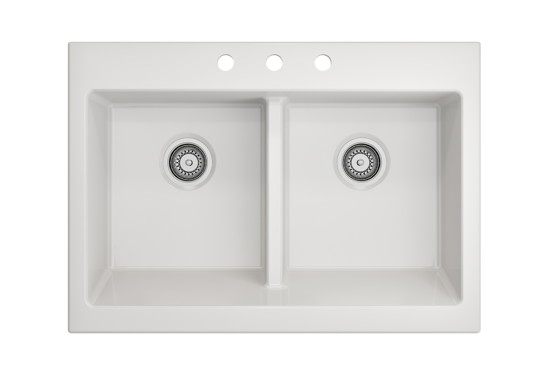Nuova Apron Front Drop-In Fireclay 34 in. 50/50 Double Bowl Kitchen Sink with Protective Bottom Grids and Strainers 1501