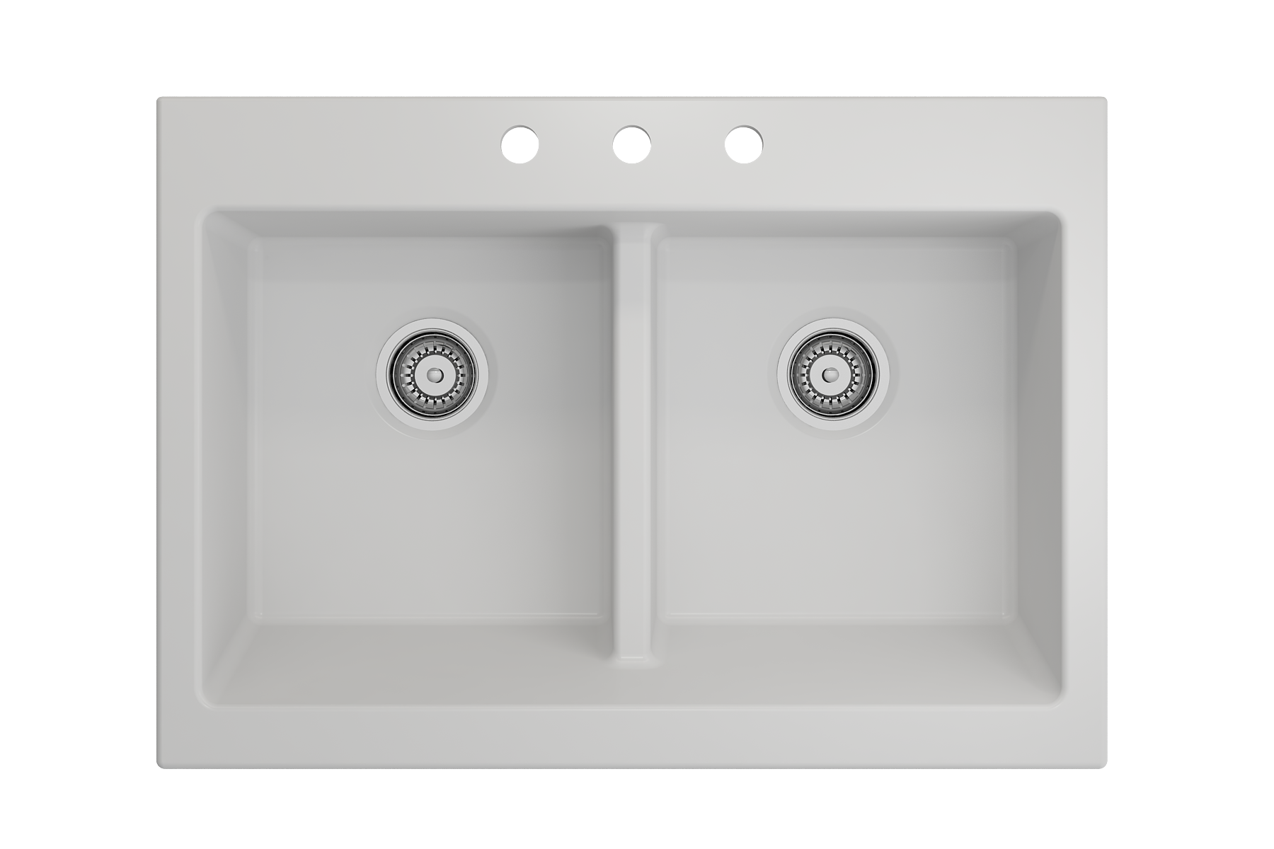 Nuova Apron Front Drop-In Fireclay 34 in. 50/50 Double Bowl Kitchen Sink with Protective Bottom Grids and Strainers 1501