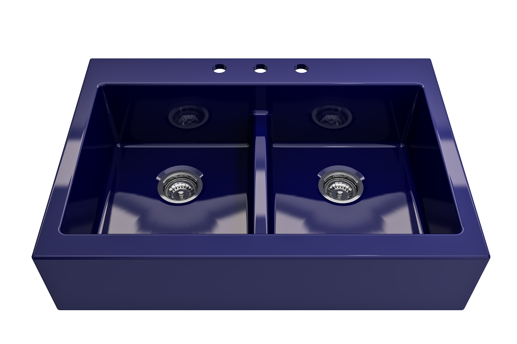 Nuova Apron Front Drop-In Fireclay 34 in. 50/50 Double Bowl Kitchen Sink with Protective Bottom Grids and Strainers 1501