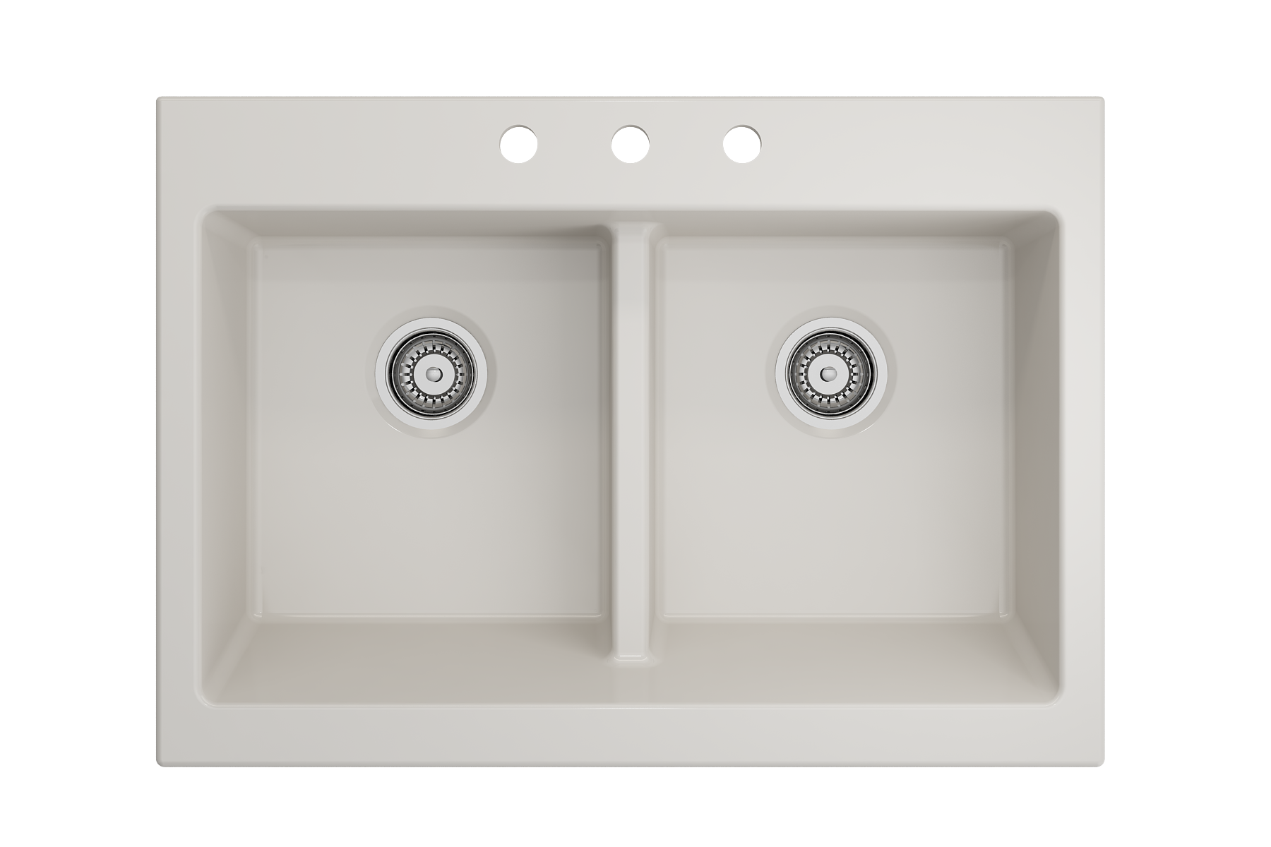 Nuova Apron Front Drop-In Fireclay 34 in. 50/50 Double Bowl Kitchen Sink with Protective Bottom Grids and Strainers 1501