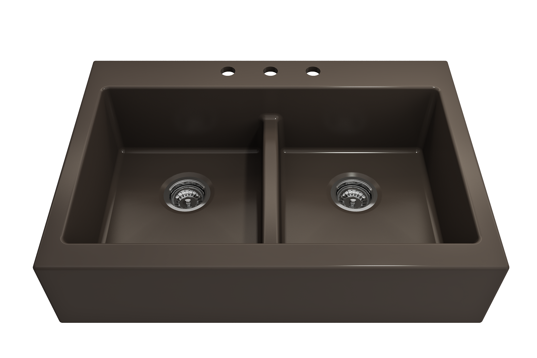 Nuova Apron Front Drop-In Fireclay 34 in. 50/50 Double Bowl Kitchen Sink with Protective Bottom Grids and Strainers 1501