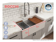 Contempo Step-Rim Apron Front Fireclay 33 in. Single Bowl Kitchen Sink with Integrated Work Station & Accessories 1504