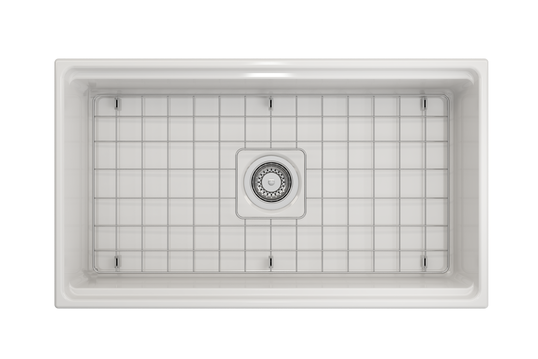 Contempo Step-Rim Apron Front Fireclay 33 in. Single Bowl Kitchen Sink with Integrated Work Station & Accessories 1504