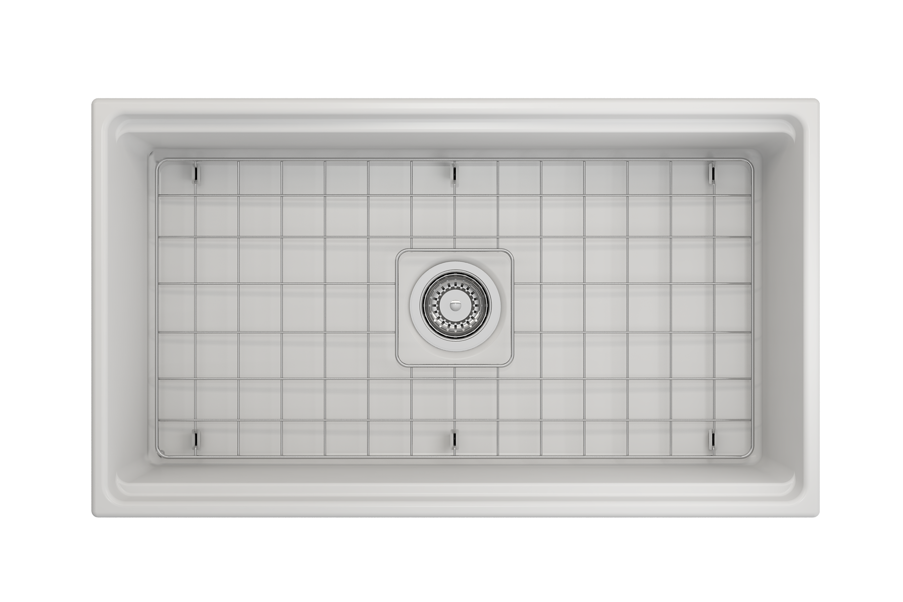 Contempo Step-Rim Apron Front Fireclay 33 in. Single Bowl Kitchen Sink with Integrated Work Station & Accessories 1504