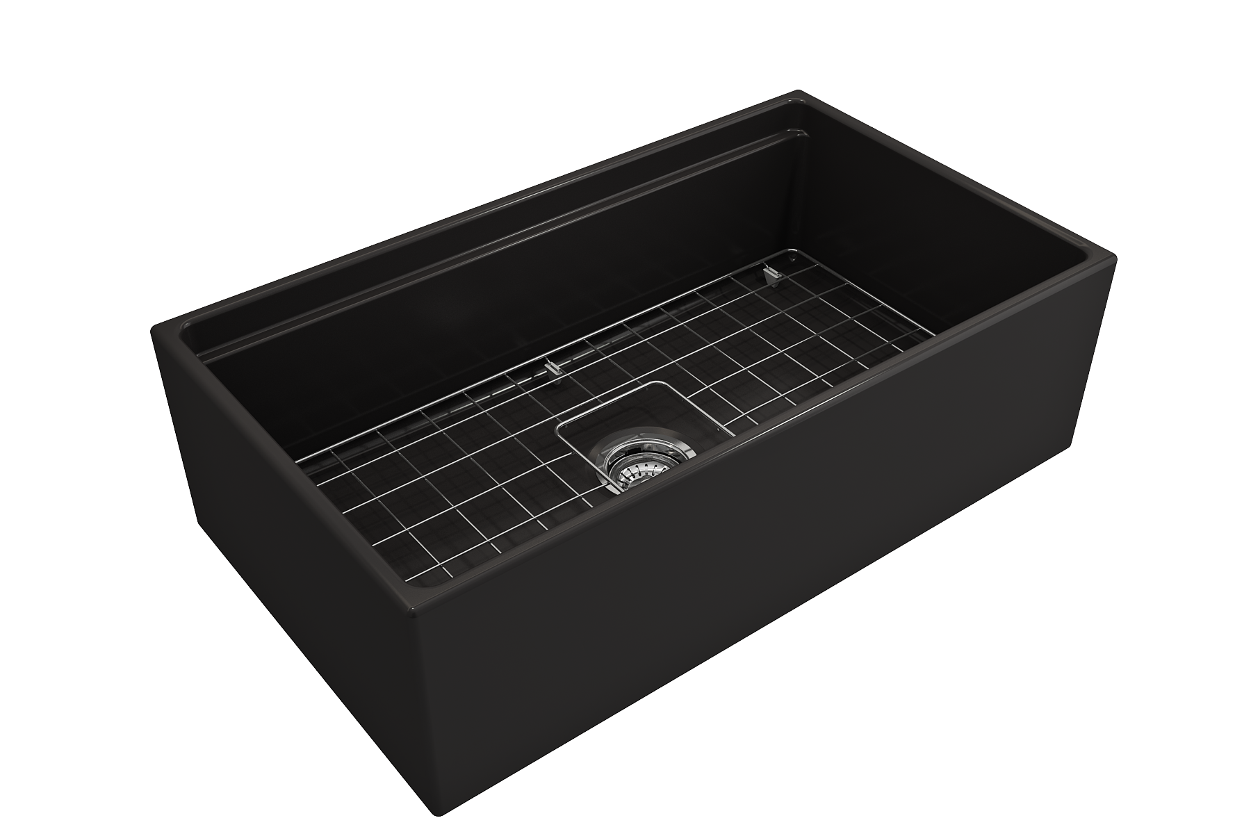 Contempo Step-Rim Apron Front Fireclay 33 in. Single Bowl Kitchen Sink with Integrated Work Station & Accessories 1504