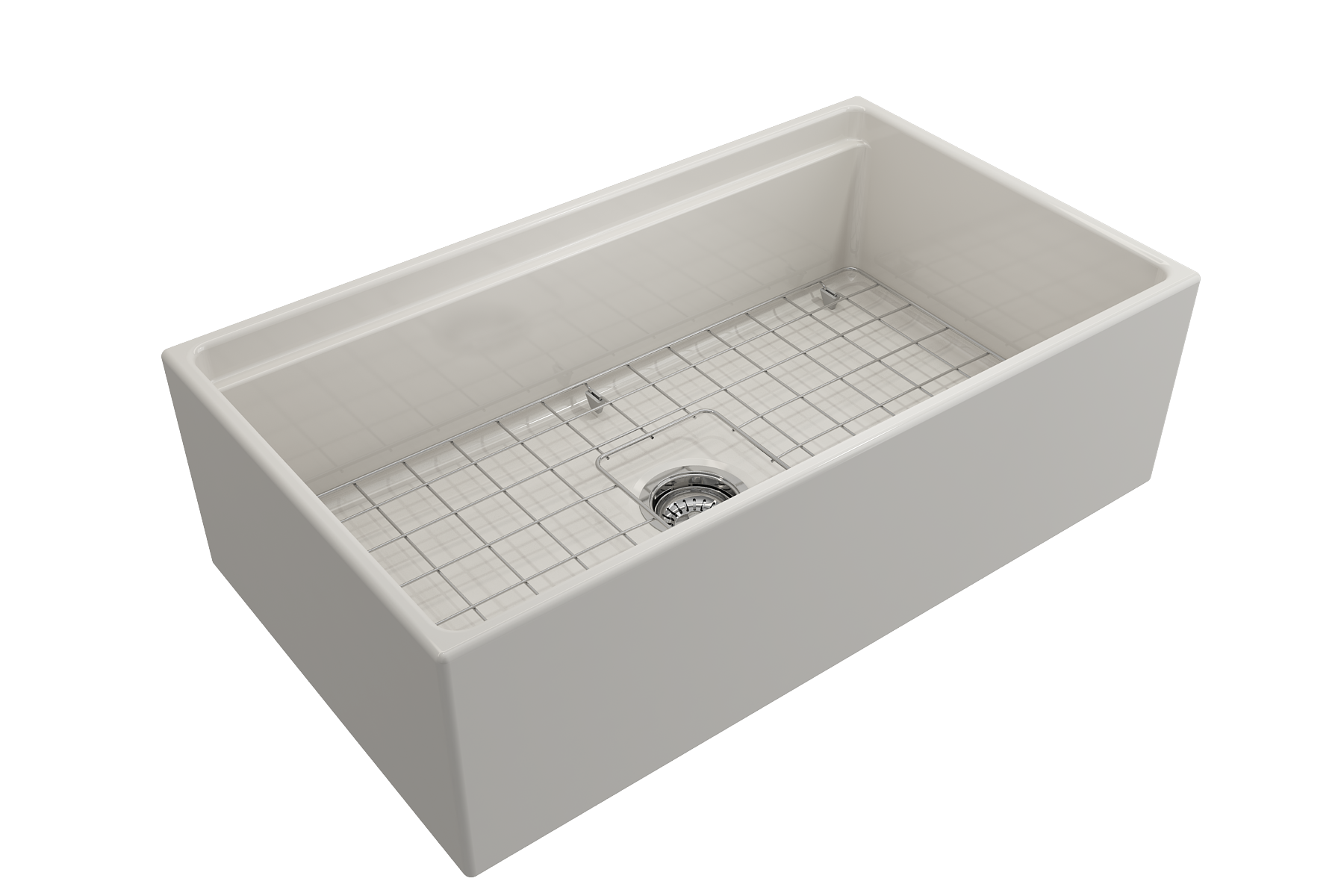 Contempo Step-Rim Apron Front Fireclay 33 in. Single Bowl Kitchen Sink with Integrated Work Station & Accessories 1504