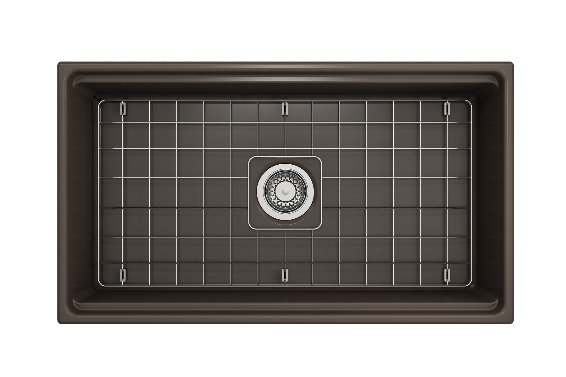Contempo Step-Rim Apron Front Fireclay 33 in. Single Bowl Kitchen Sink with Integrated Work Station & Accessories 1504
