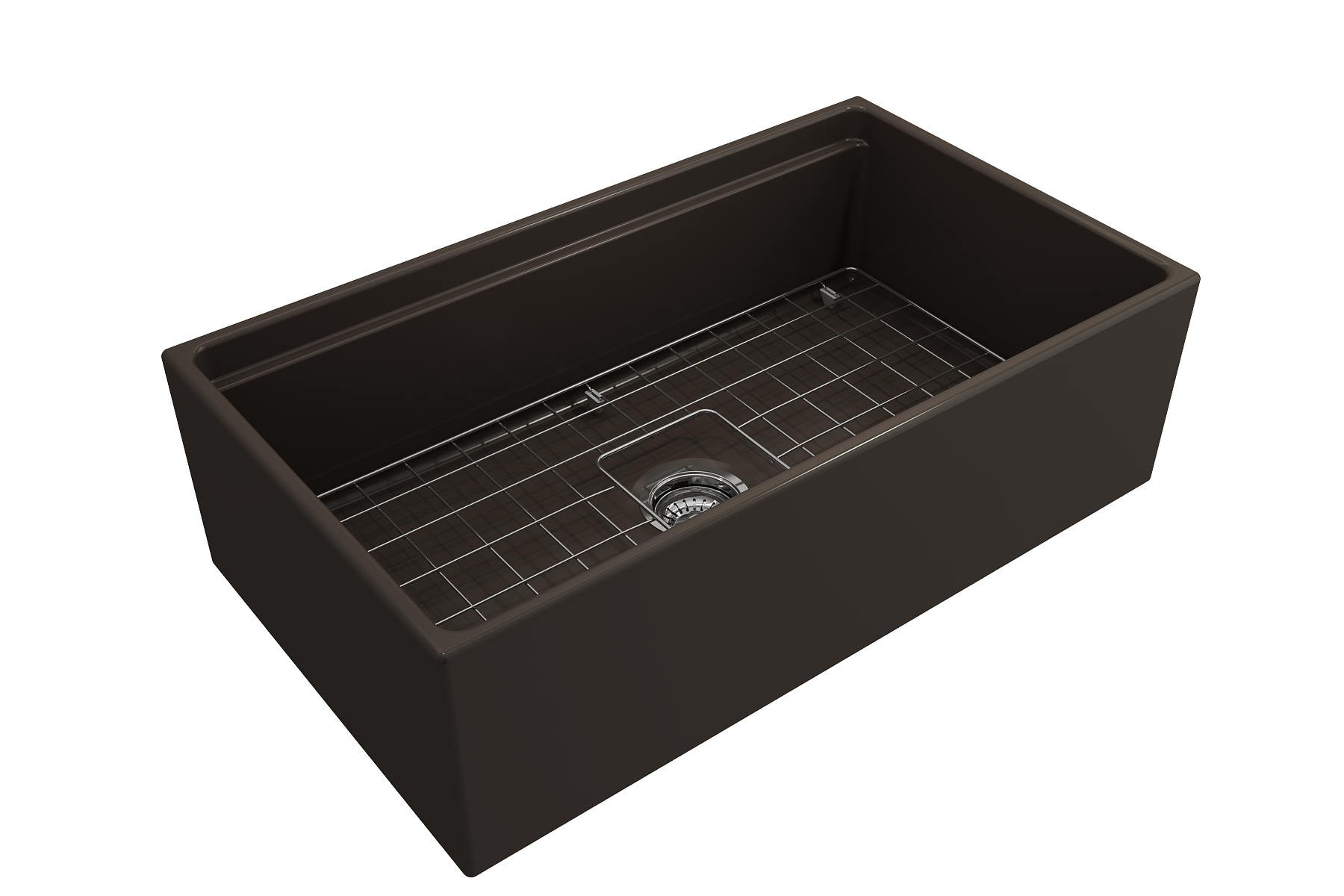 Contempo Step-Rim Apron Front Fireclay 33 in. Single Bowl Kitchen Sink with Integrated Work Station & Accessories 1504