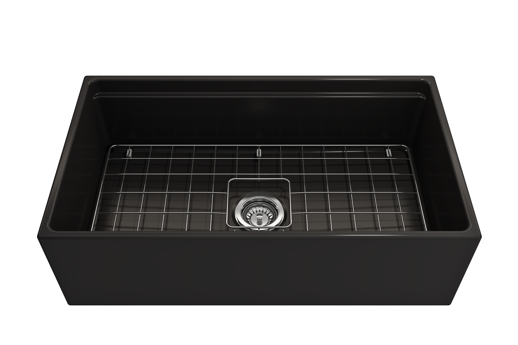 Contempo Step-Rim Apron Front Fireclay 33 in. Single Bowl Kitchen Sink with Integrated Work Station & Accessories 1504