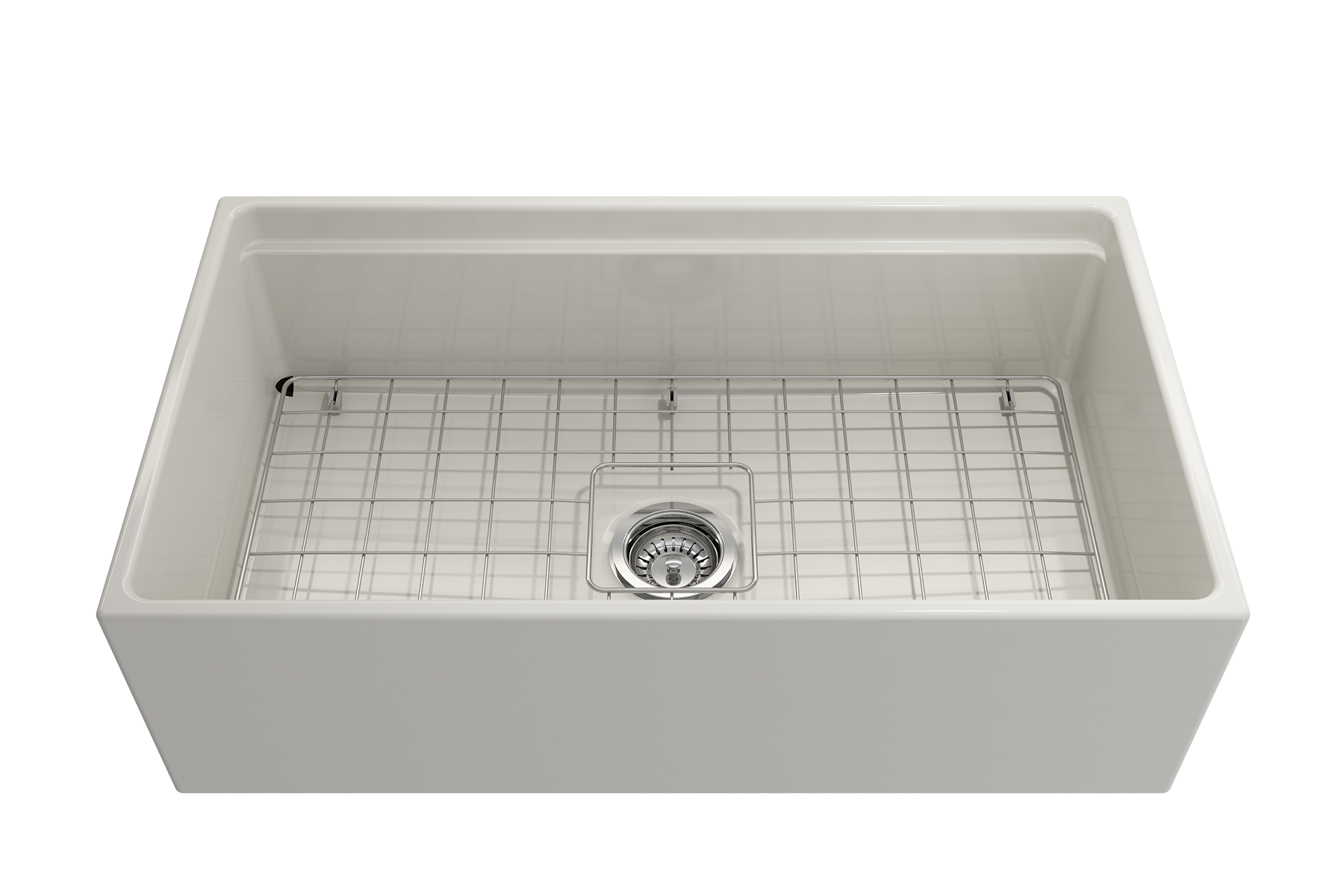 Contempo Step-Rim Apron Front Fireclay 33 in. Single Bowl Kitchen Sink with Integrated Work Station & Accessories 1504