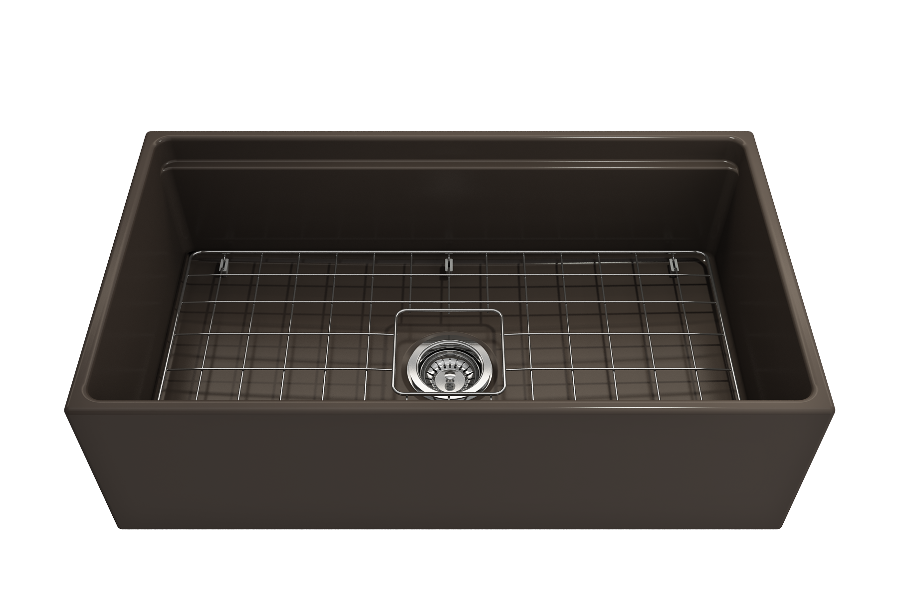 Contempo Step-Rim Apron Front Fireclay 33 in. Single Bowl Kitchen Sink with Integrated Work Station & Accessories 1504