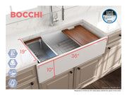 Contempo Step-Rim Apron Front Fireclay 36 in. Single Bowl Kitchen Sink with Integrated Work Station & Accessories 1505