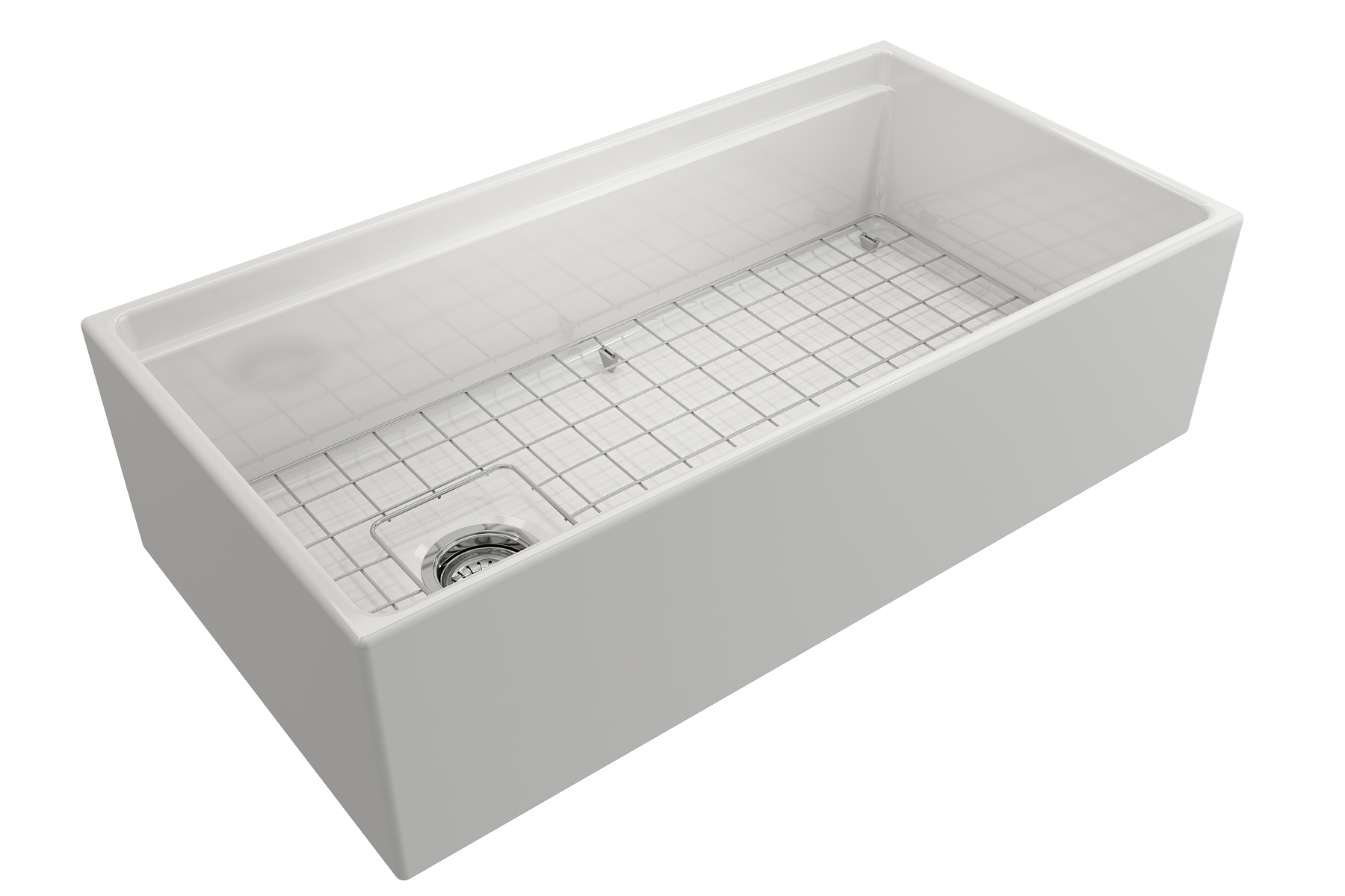 Contempo Step-Rim Apron Front Fireclay 36 in. Single Bowl Kitchen Sink with Integrated Work Station & Accessories 1505